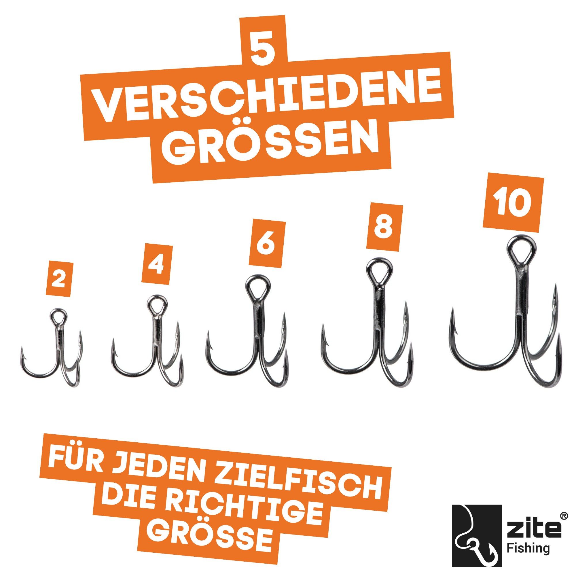 Zite Drillingshaken Set Gr. 2-10 aus Kohlenstoffstahl für Süß- & Salzwasser-Angeln, (30-St)