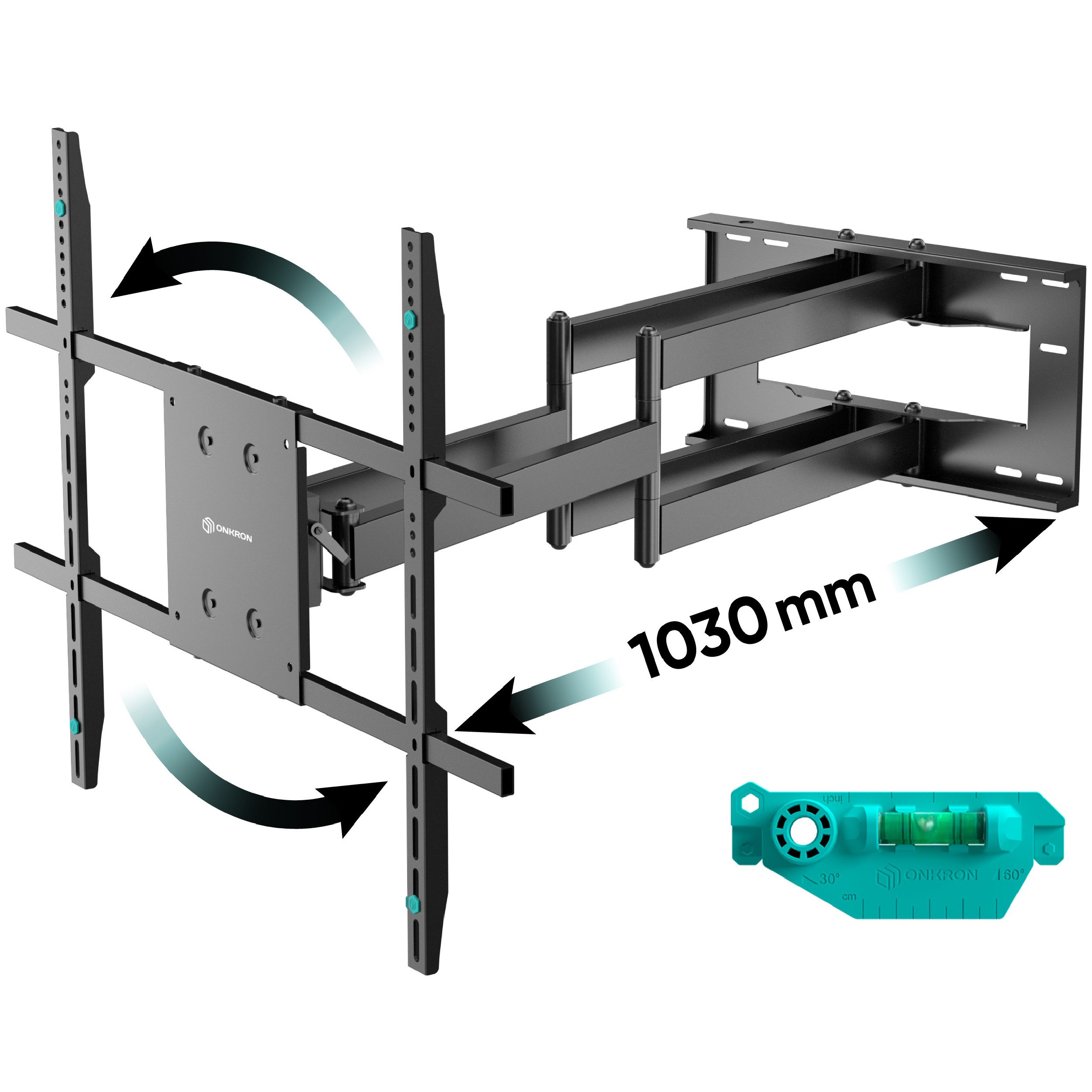 ONKRON TV-Wandhalterung 42-110 Zoll, bis 100 kg, VESA 100x100-800x600, M8L-B, (bis 110 Zoll, groß, schwenkbar, neigbar, drehbar, ausziehbar)