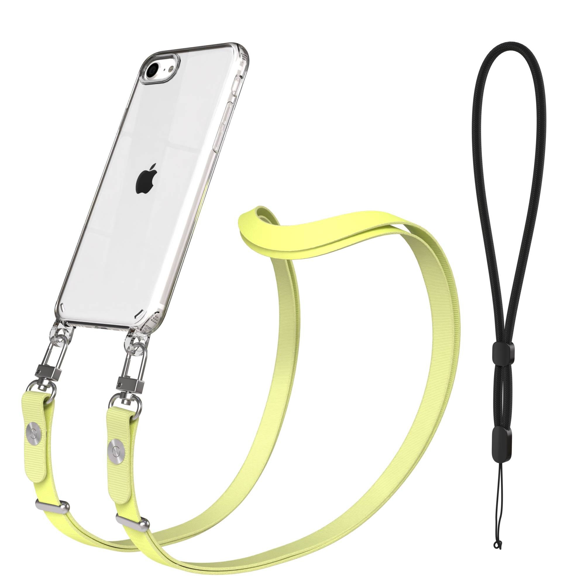 EAZY CASE Handykette für Apple iPhone SE (2022 / 2020) / iPhone 8 / 7 Handyhülle, Praktische Smartphone Kordel in Gelb mit Magnetband