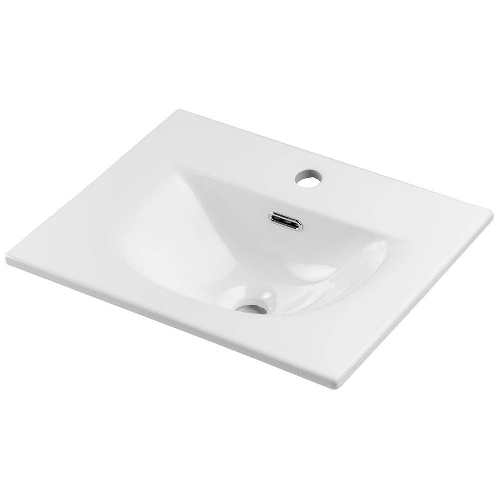 en.casa Badmöbel-Set, (2-St), »Skelbolu« Waschtisch inkl. Becken LED-Spiegel Eicheoptik