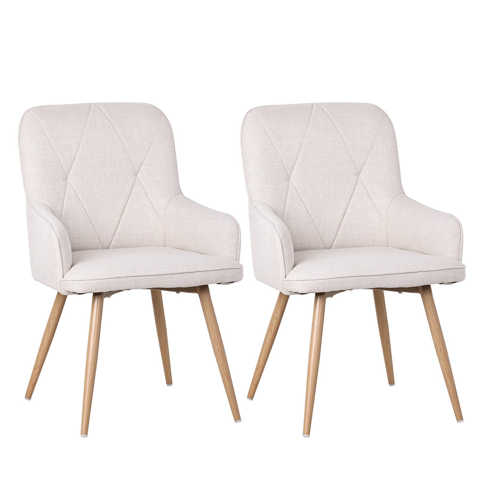 HOMAVO Esszimmerstuhl Stuhlset mit Armlehnen, gepolstert, Stoff/Lederlook (2 St), Nach EN 12520 geprüft, mit Armlehnen, Metallbeinen