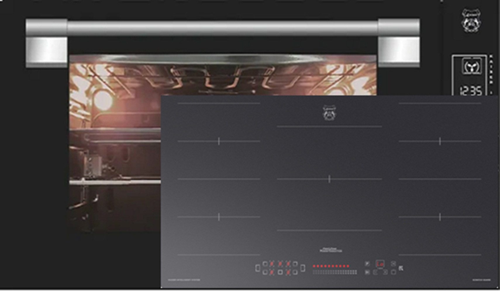 Kaiser Küchengeräte Backofen-Set Herd Set Autark Einbau Backofen 90 cm 105L Schwarzes Glas TouchControl+Induktions Kochfeld Autark Herd Power Booster 90 cm Anti Scratch/ matt EH 9309+KCT 9110 FI, mit 1-fach-Teleskopauszug