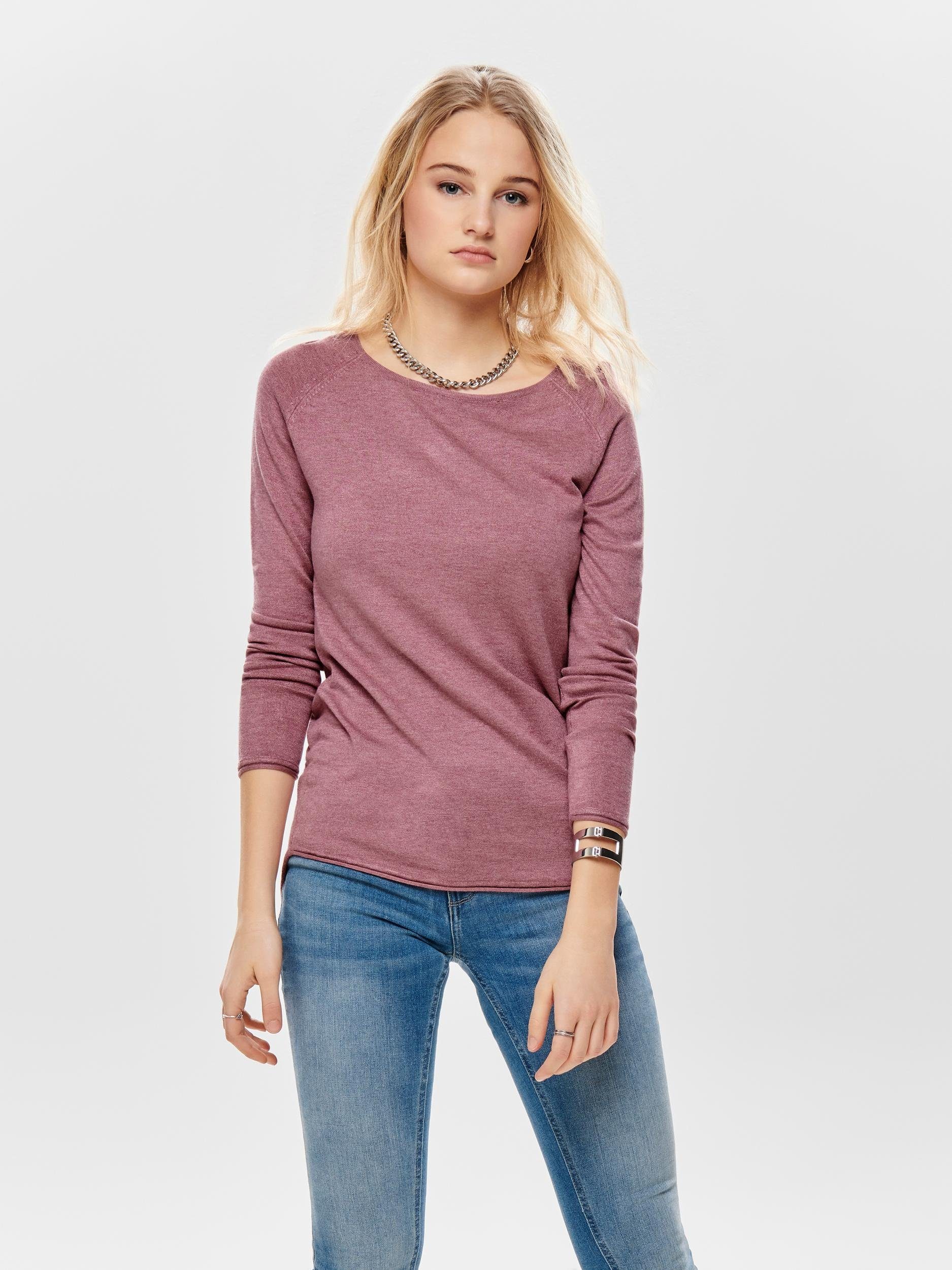 Angebot aufweisen ONLY Longpullover KNT L/S Rose Mesa LACY PULLOVER Detail:W. NOOS MELANGE LONG ONLMILA