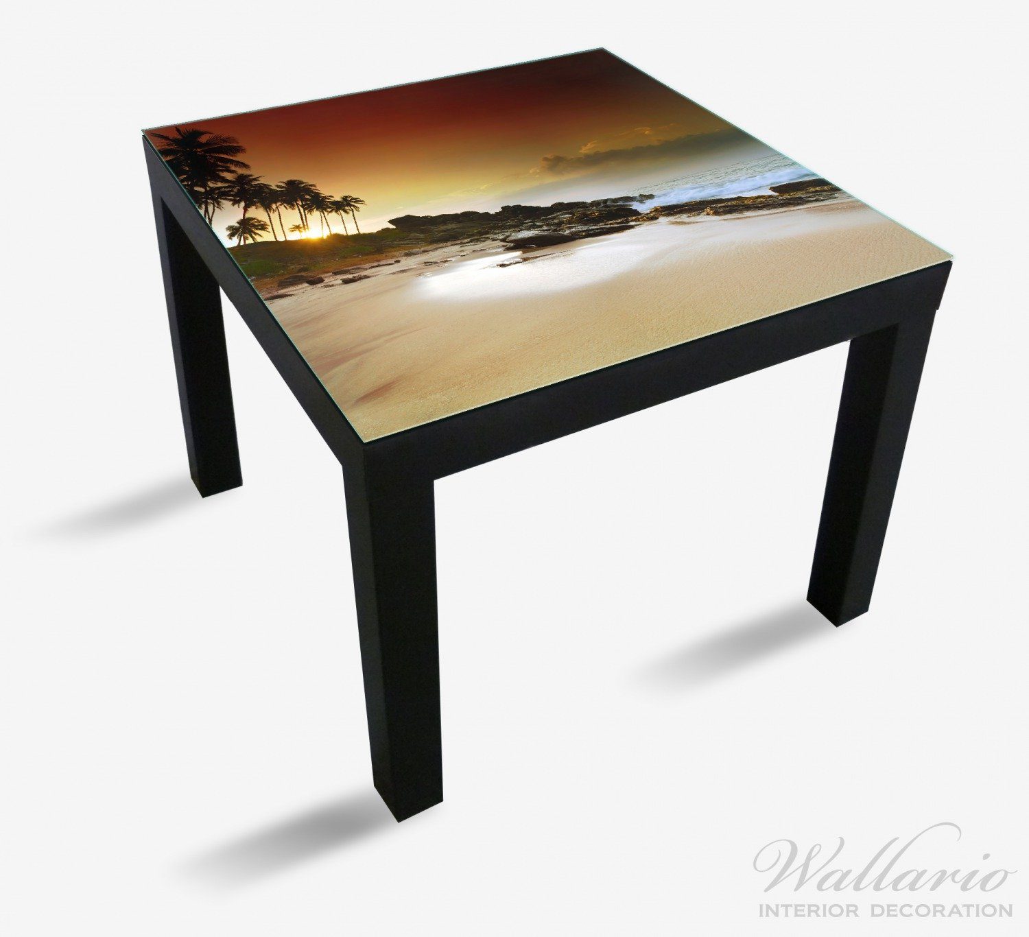 Wallario Tischplatte Sri Lanka - mit Ikea Lack Palmenstrand Sonnenuntergang für Tisch (1 St), geeignet