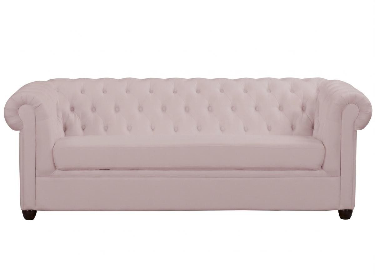 Xlmoebel Chesterfield-Sofa Hellrosa Chesterfield 3-Sitzer Schlafsofa mit gestepptem Stoff, 1 Teile, Made in Europa