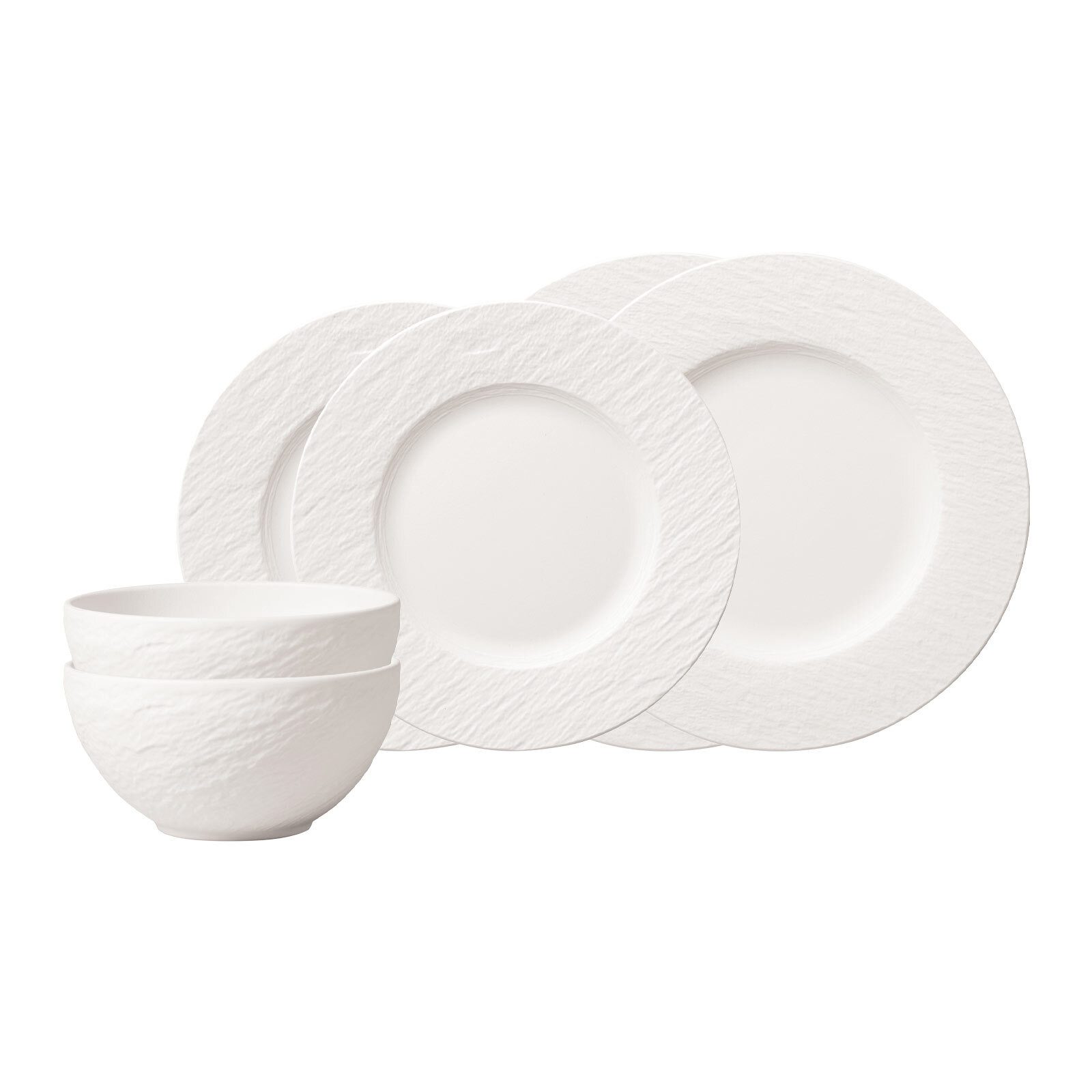 Villeroy & Boch Kombiservice Manufacture Rock Blanc Basic-Set 6er Set (6-tlg), 2 Personen, Porzellan