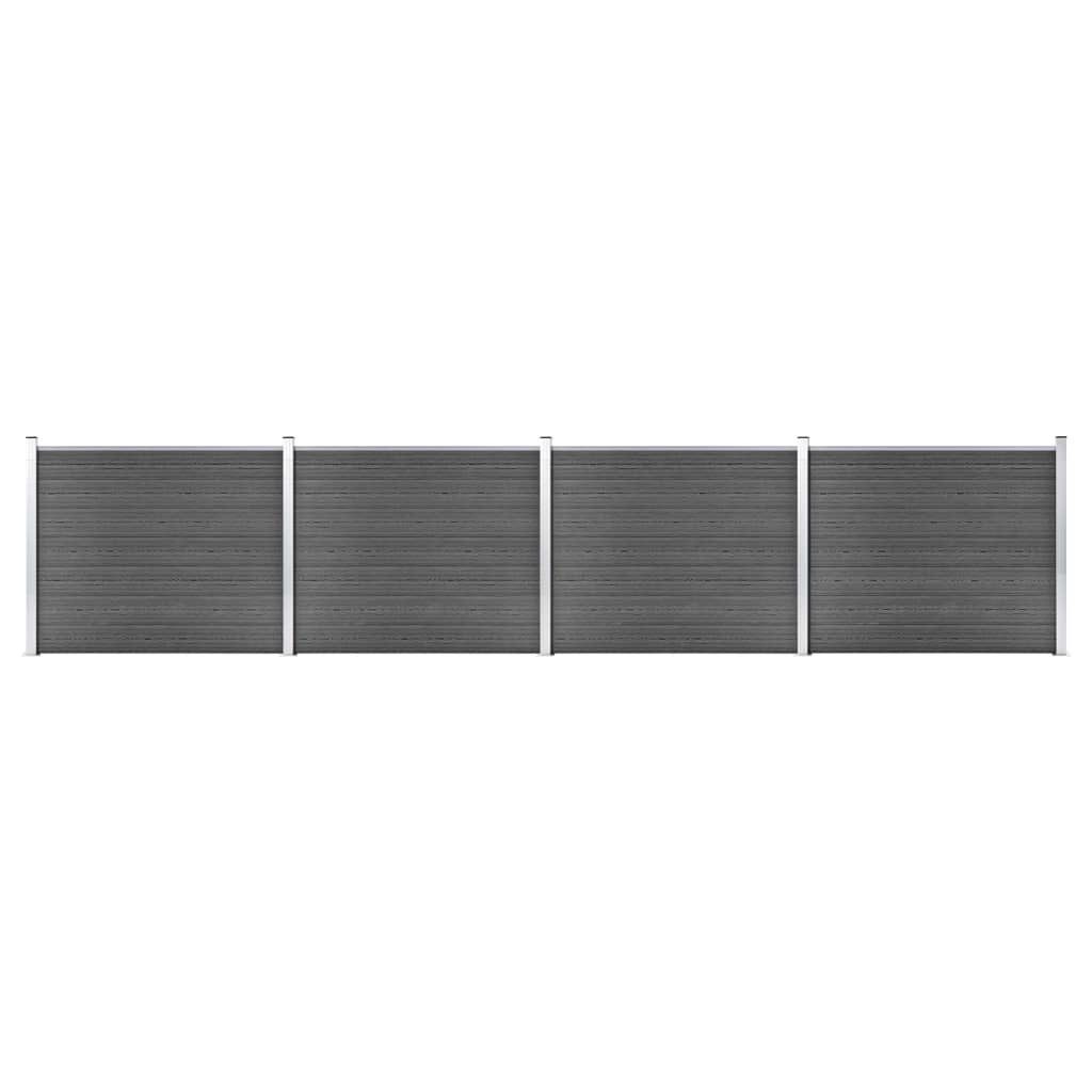 Gartentor Zaunelement Set WPC 699x146 cm Schwarz
