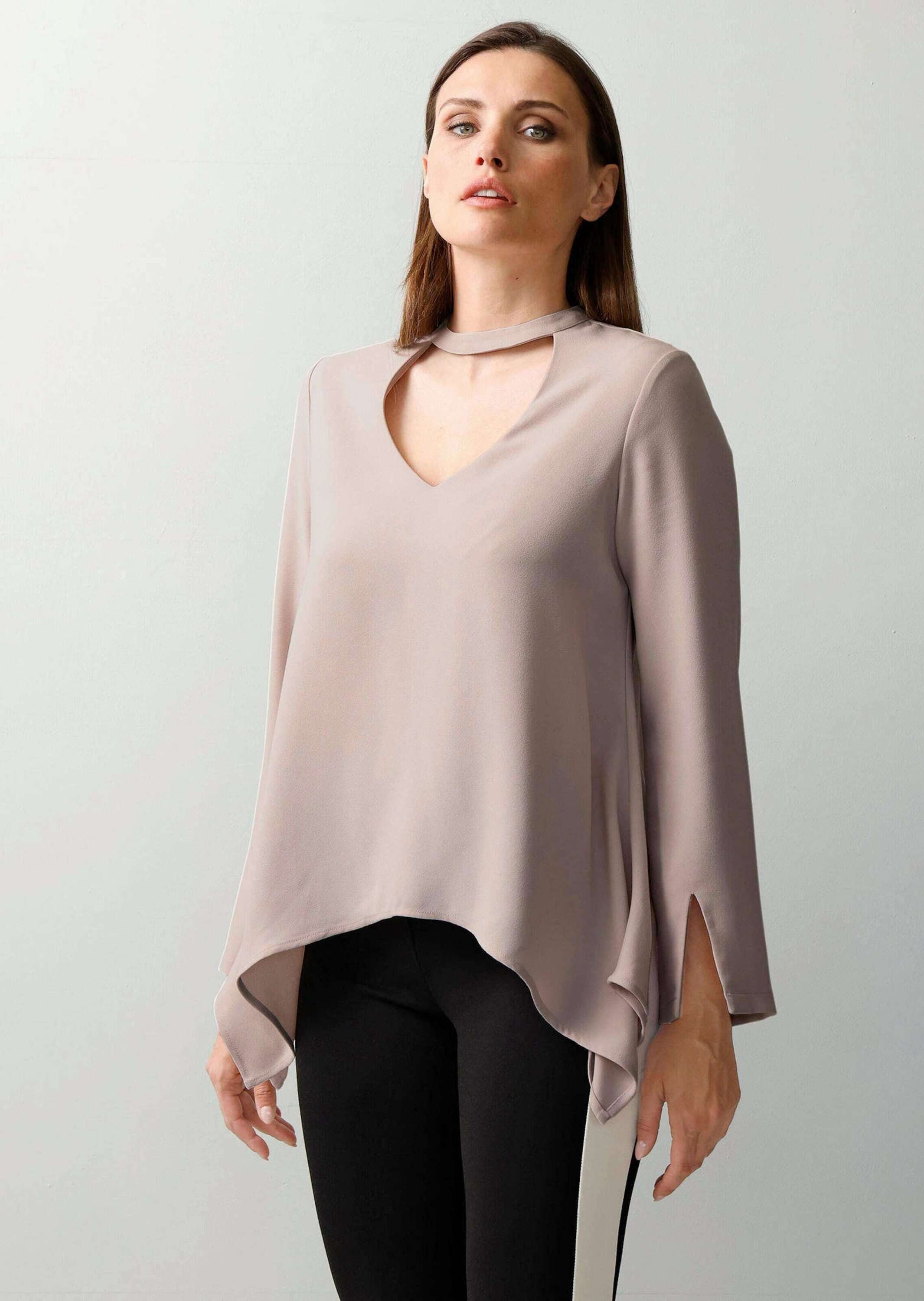 Langarmbluse Oversizedbluse mit Cutout