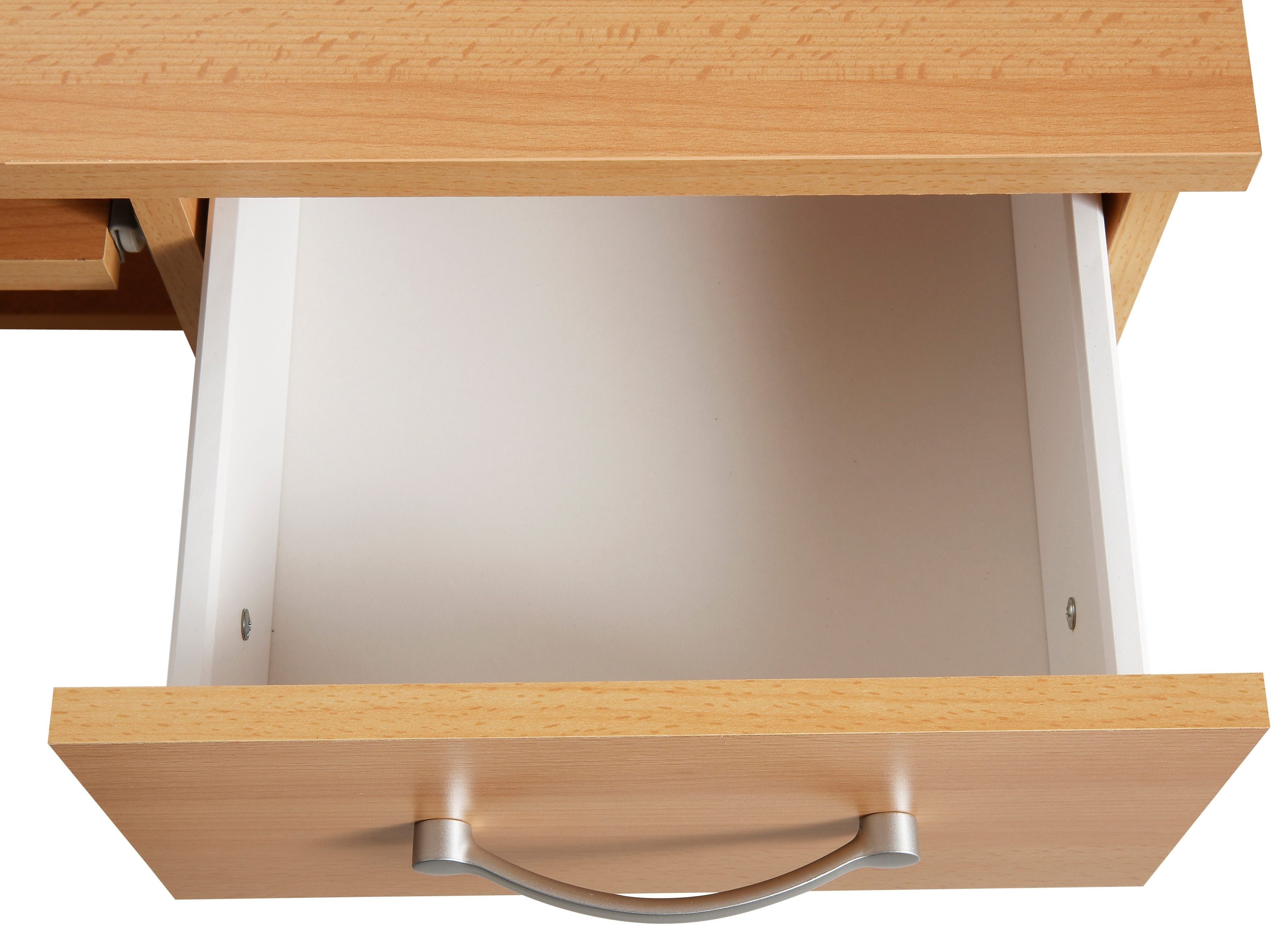 VOGL Möbelfabrik Schreibtisch Tim mit seitlich offenen Fächern & Tastaturauszug, Druckerablage, 1 Schublade, Breite 138 cm, Made in Germany