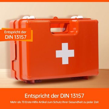 Zedelmaier Erste-Hilfe-Set Erste-Hilfe-Koffer mit Wandhalterung Erste-Hilfe-Kasten, (1 Satz mit 76 Stück, 76 St), für Outdoor Haus Lager Auto, Inhalt nach DIN 13157