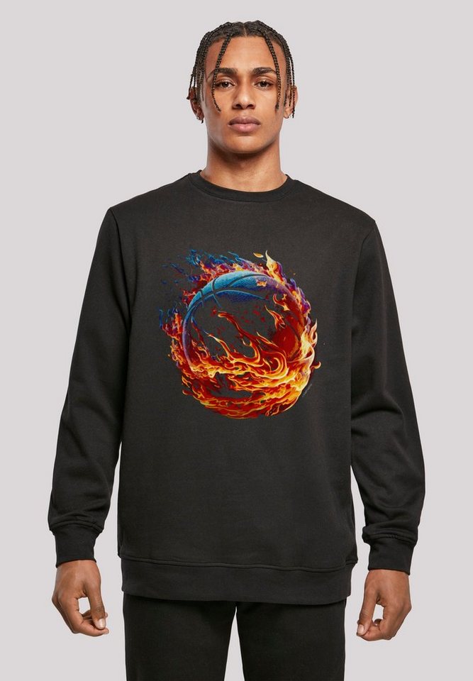 F4NT4STIC Kapuzenpullover Basketball On Fire Sport CREW Print