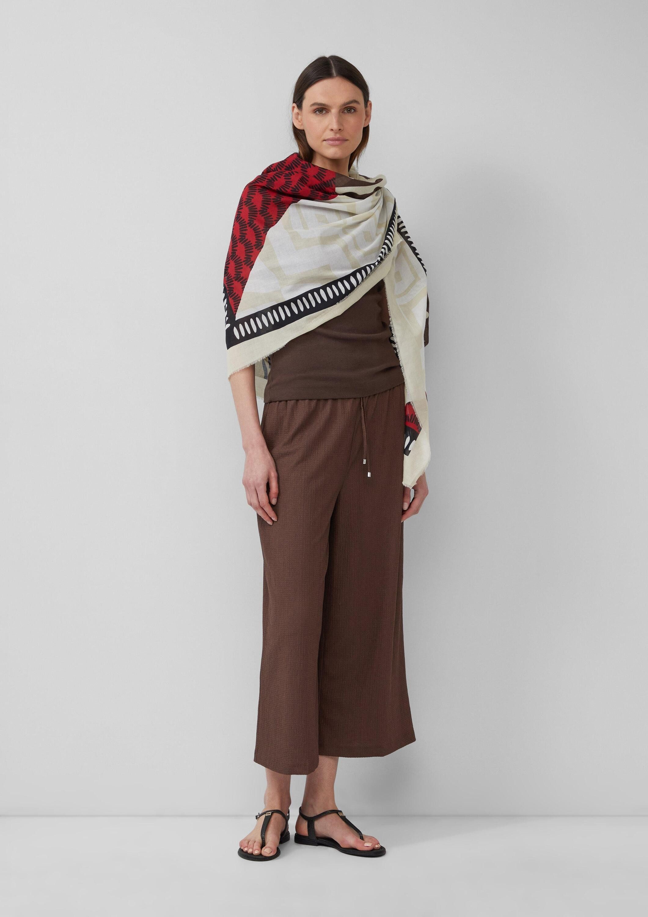 s.Oliver Schal Tuch, Tuch mit All-over-Print und Fransen