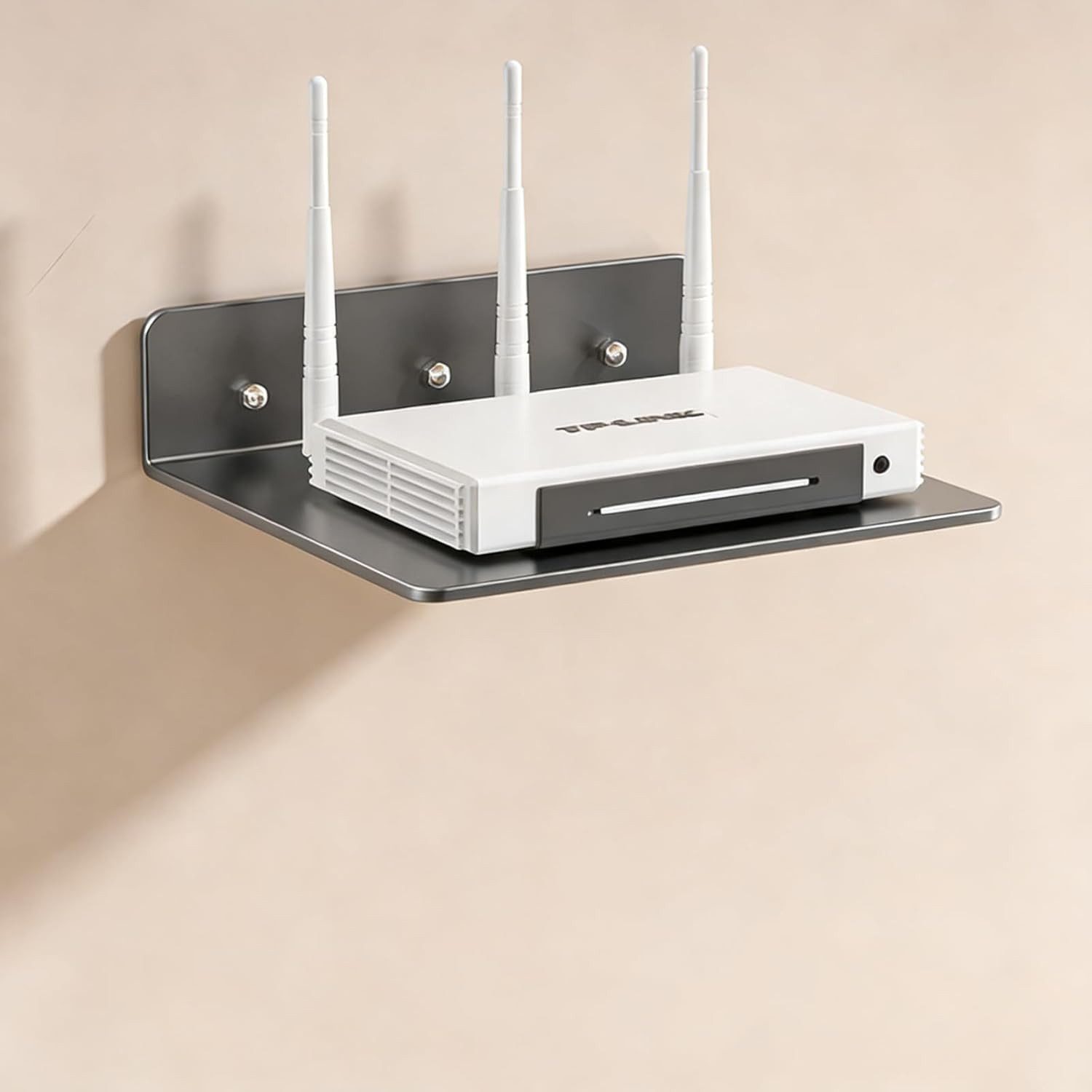 FELIXLEO Wandregal Router Regal Beamer Wandhalterung Edelstahl Rack Grau 23x17.5cm, 1-tlg.