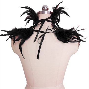 Rouemi Vampir-Kostüm Halloween Spitze Feder Übertriebener Kragen, Party Kostüm Schal Kostüm