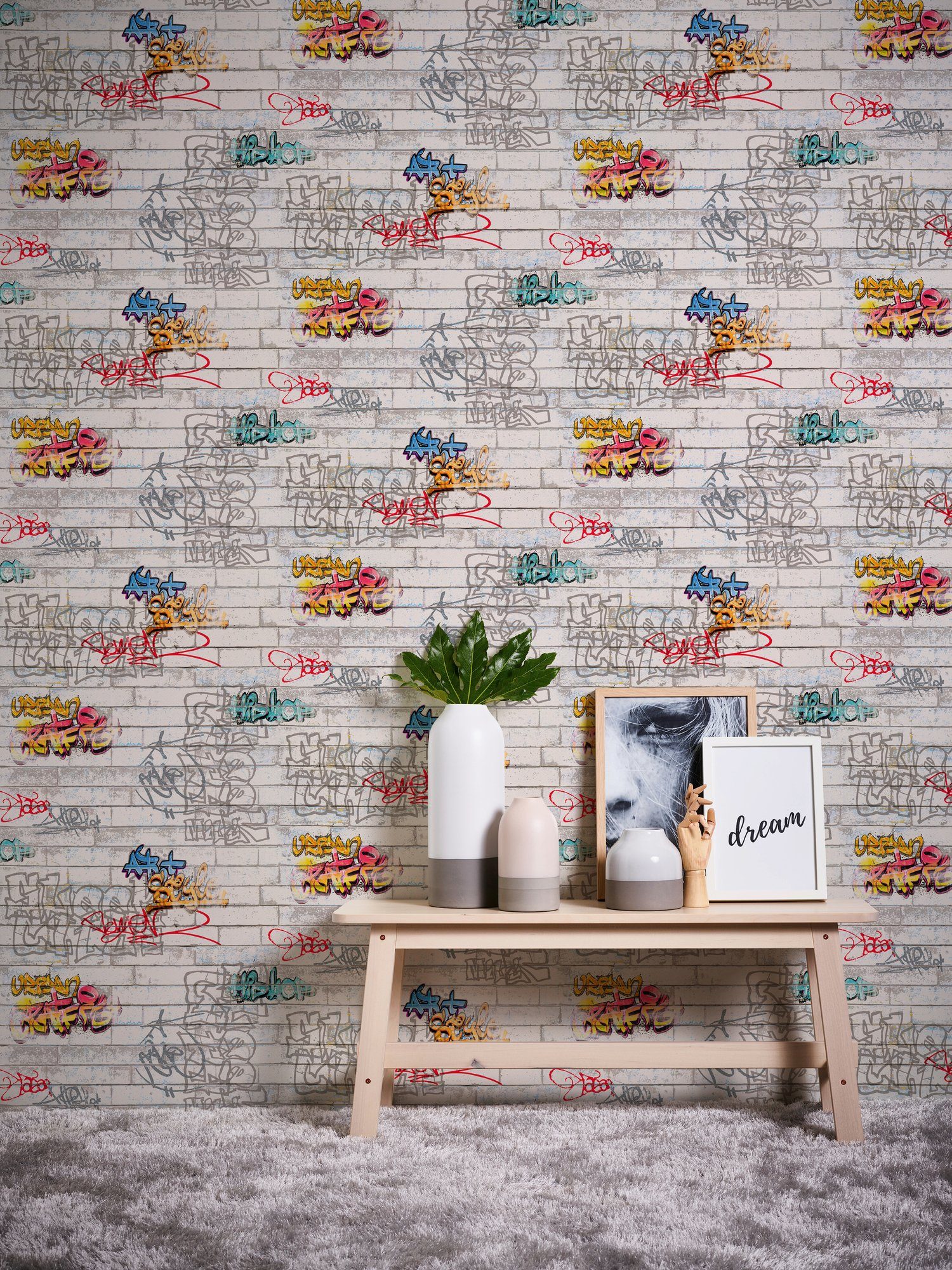 Bricoflor Graffiti Tapete für Jungenzimmer Coole Tapete in Steinoptik für J günstig online kaufen