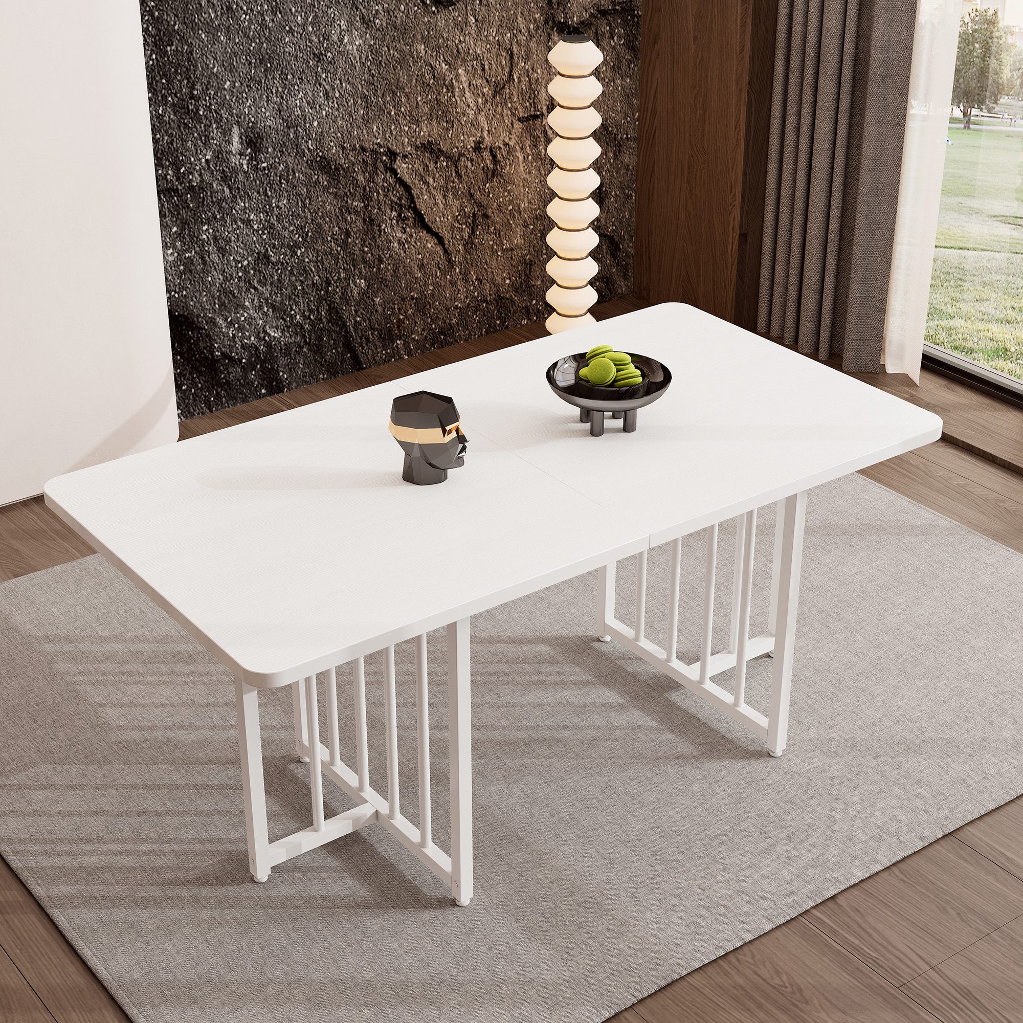 XDeer Esstisch Moderner Schlichter Esstisch, 158 x 76 x 75 cm, Design-Esstisch, Einfach zu Installieren, Nicht Klappbar (Weiss)