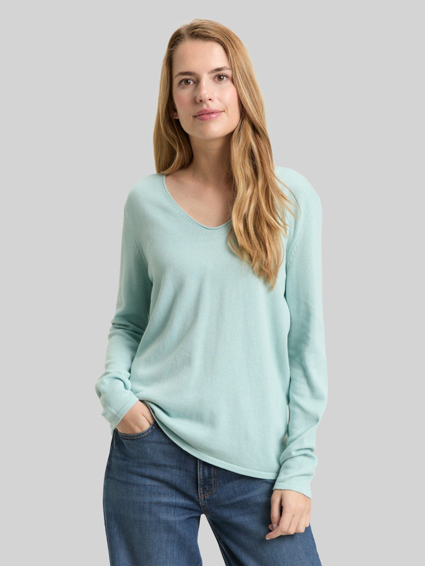 TOM TAILOR Strickpullover Pullover & Strickjacken Strickpullover mit V-Ausschnitt