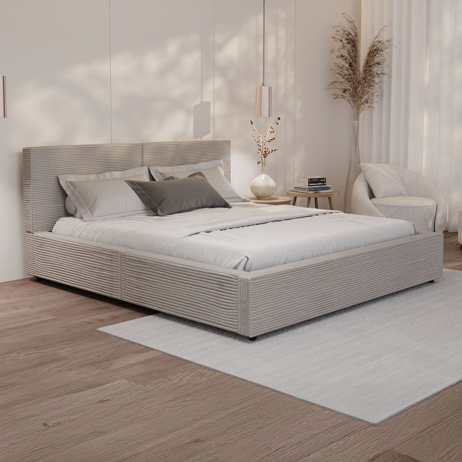 Juskys Polsterbett Salerno, Cord Design, bis 500 kg belastbar, Pflegeleicht günstig online kaufen