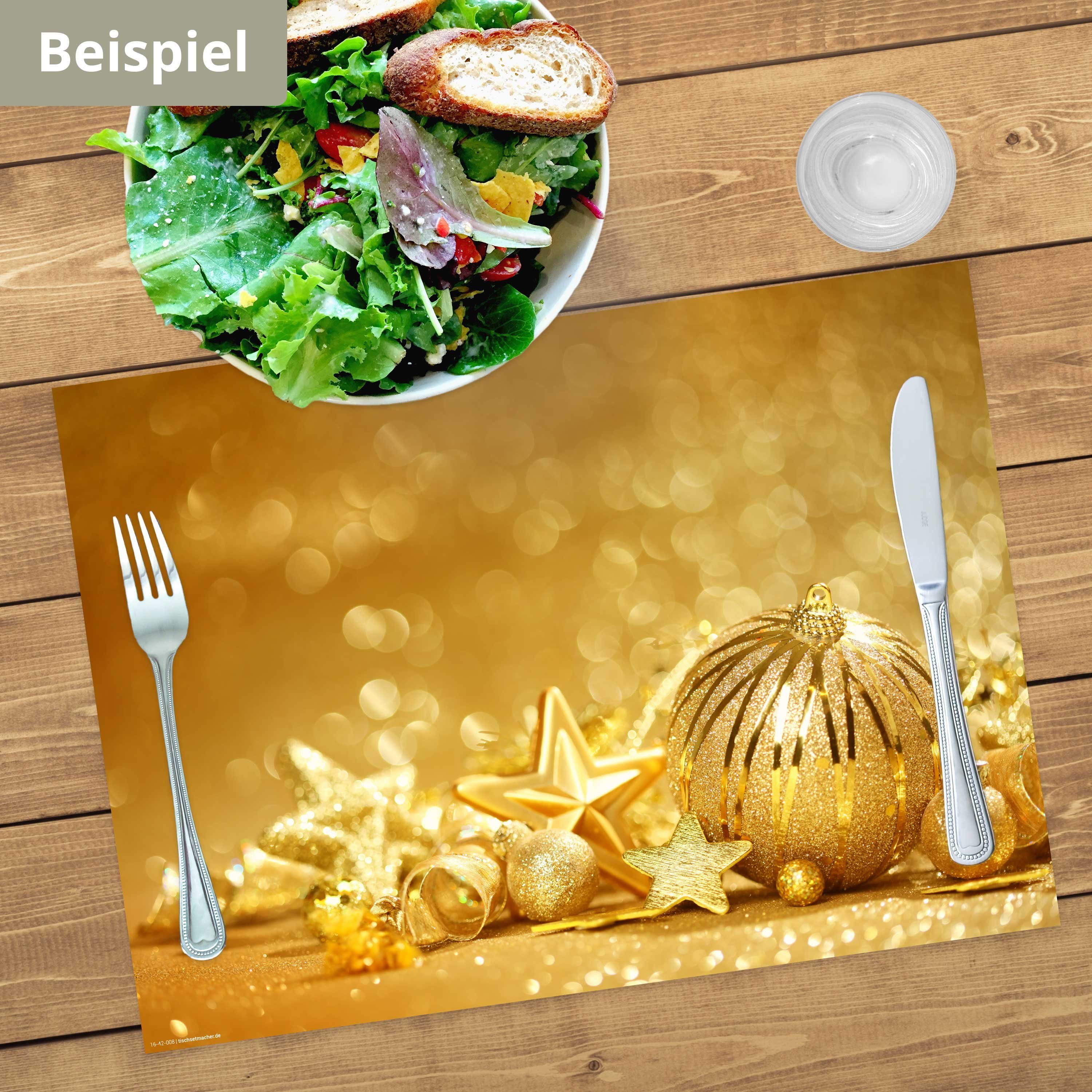 Tischsetmacher Platzset Tischsets I Platzsets - Weihnachten - Goldene Kugeln, (aus Naturpapier in Aufbewahrungsmappe, 12-St., 44 x 32 cm / gold), Made in German – Bild 5 von 5