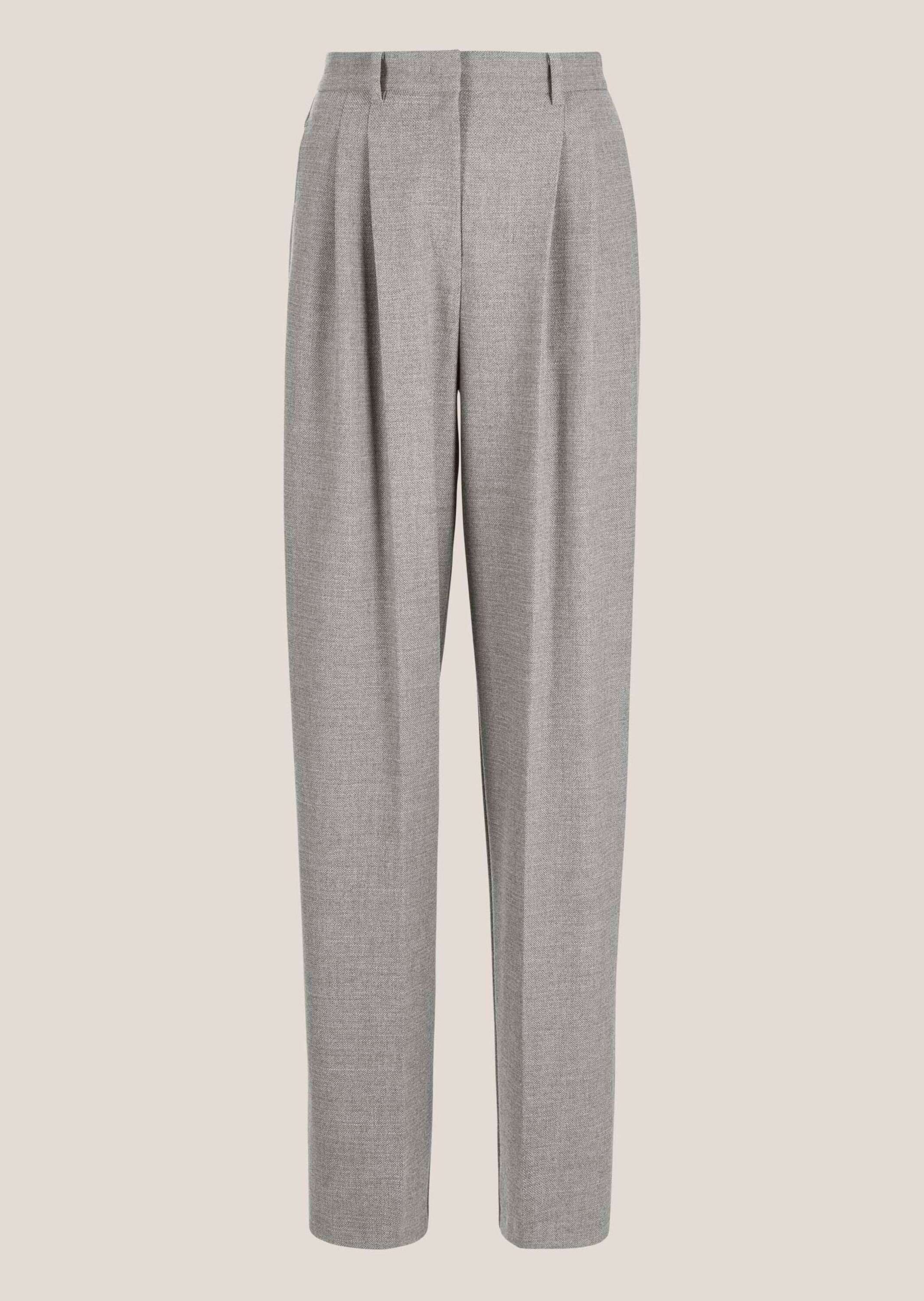 MADELEINE Bundfaltenhose Weite Bundfaltenhose mit Formbund Palazzohose mit lässiger Weite, Knopfverschluss, Gürtelschlaufen