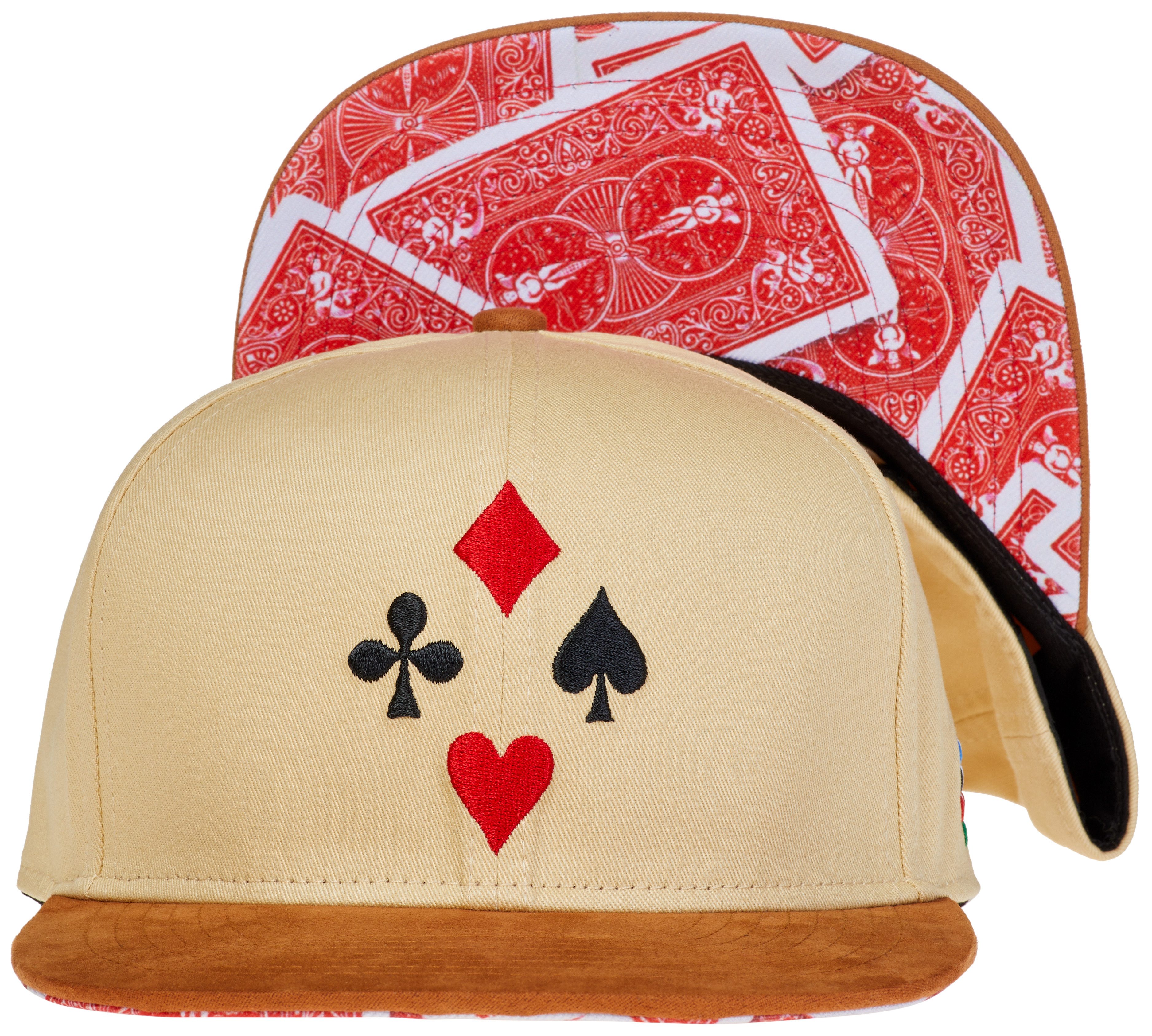 Cadency Snapback Cap - Poker, Beige Baseball Cap mit geradem Schirm, Unisex, Hellbraun, Größenverstellbar