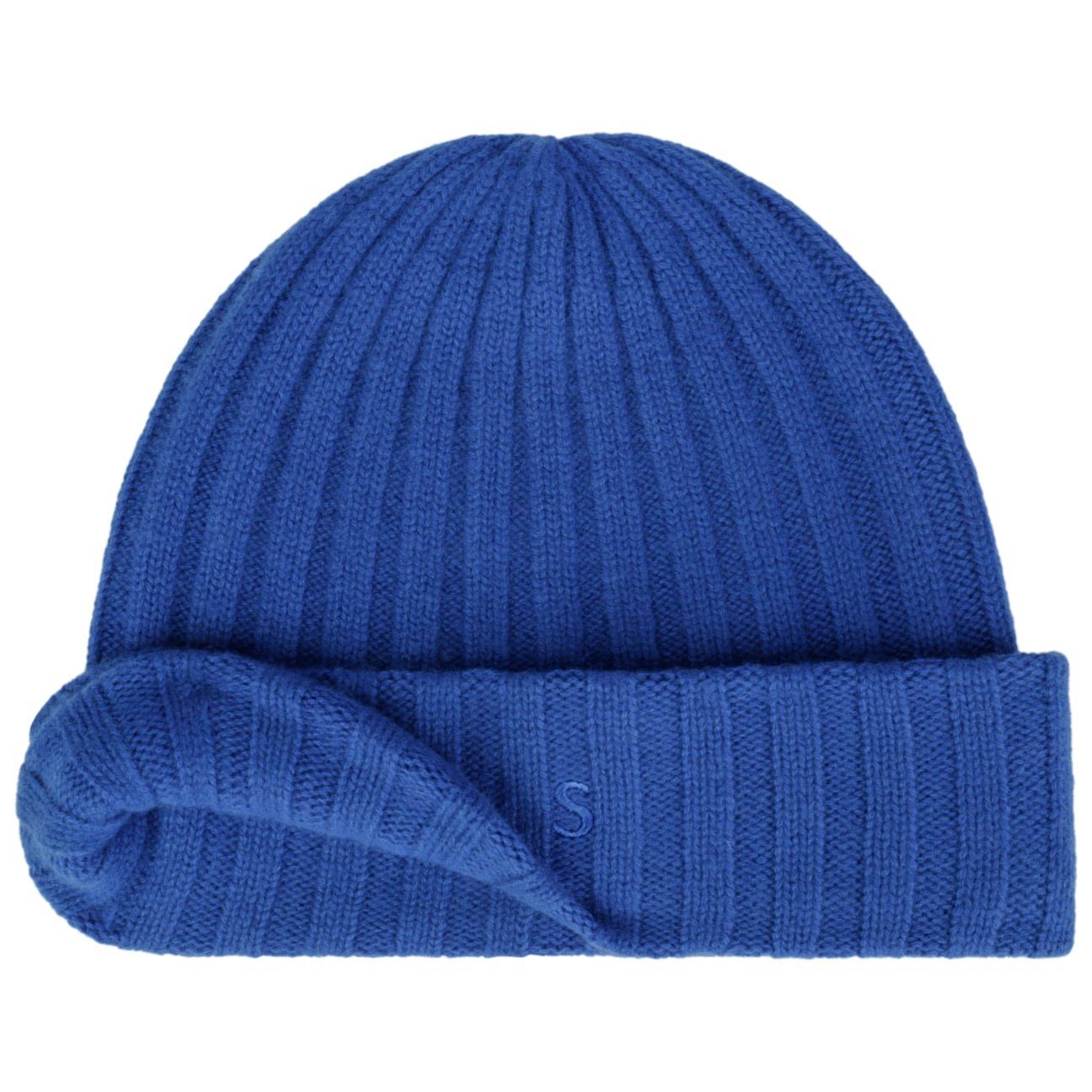 royalblau mit Strickmütze (1-St) Rippmütze Stetson Umschlag