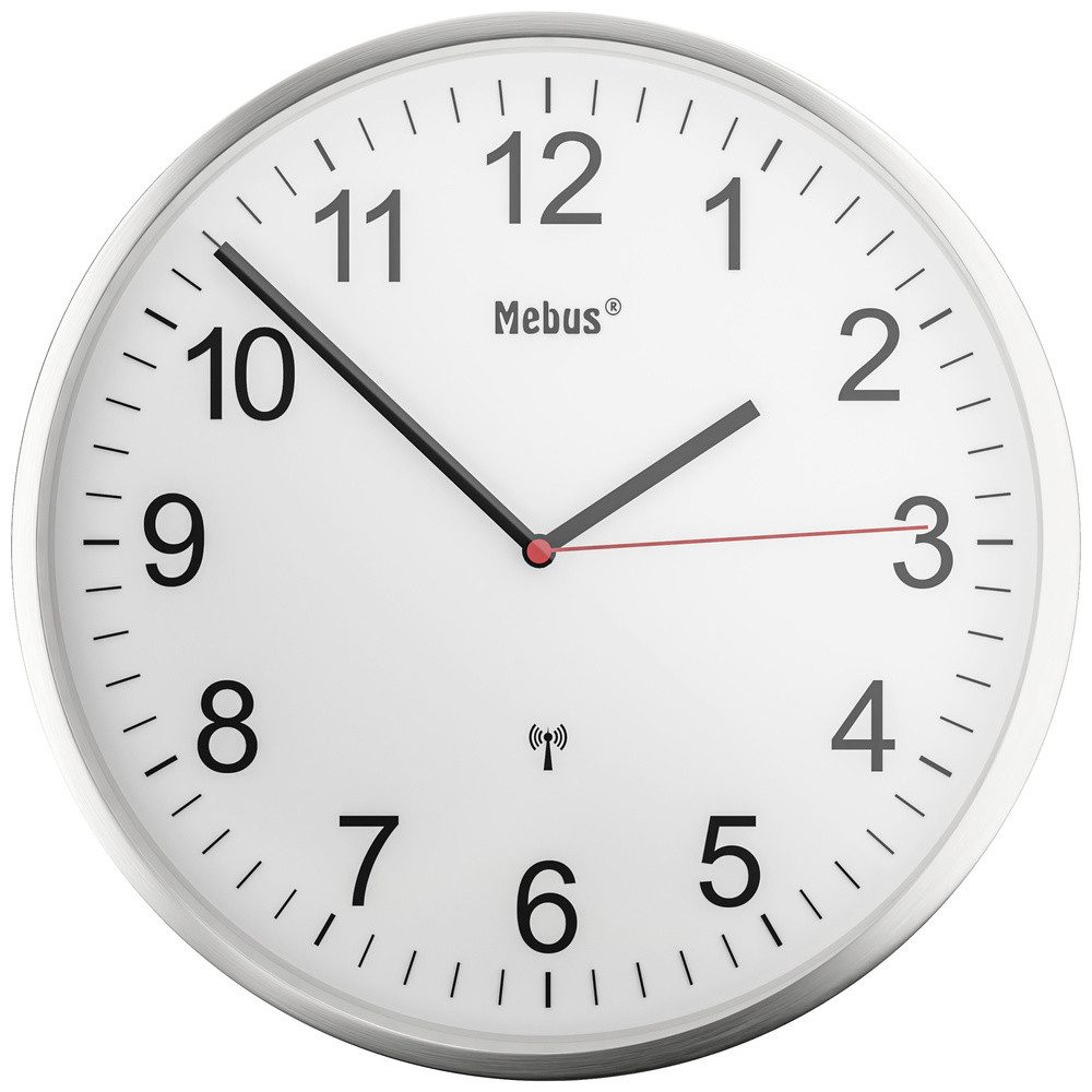 Mebus Wanduhr Mebus 19411 Funk Wanduhr 30 cm Silber