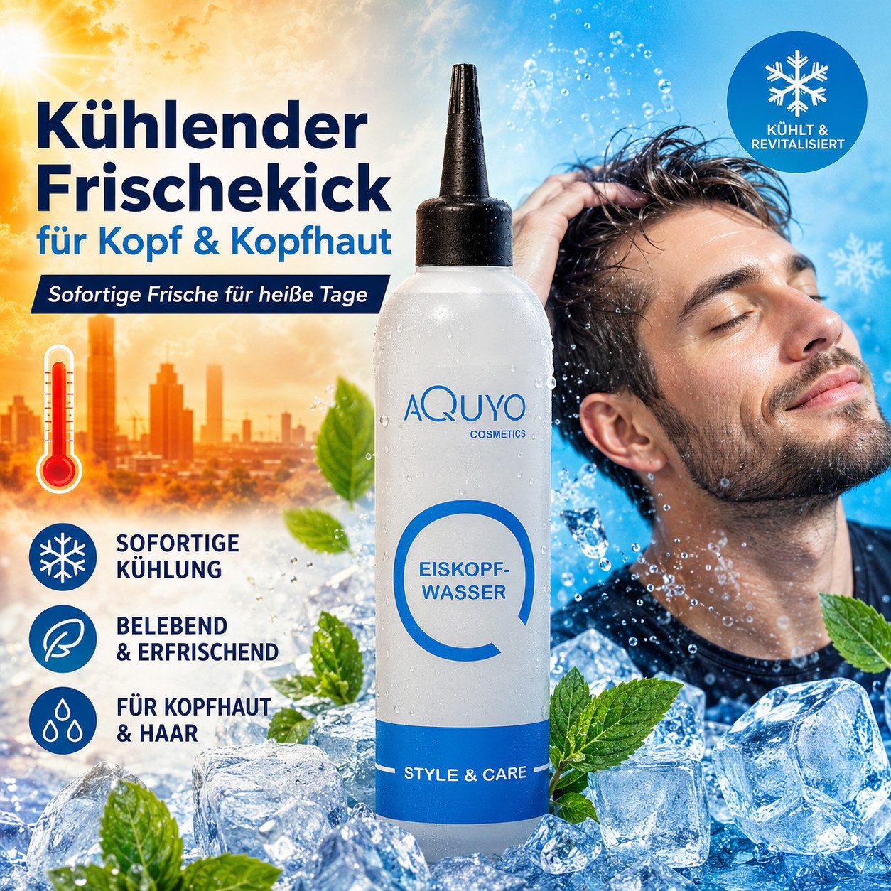 AQUYO Cosmetics Haarwasser Eiswasser Haarwasser für eine erfrischende und kühlende Kopfhaut