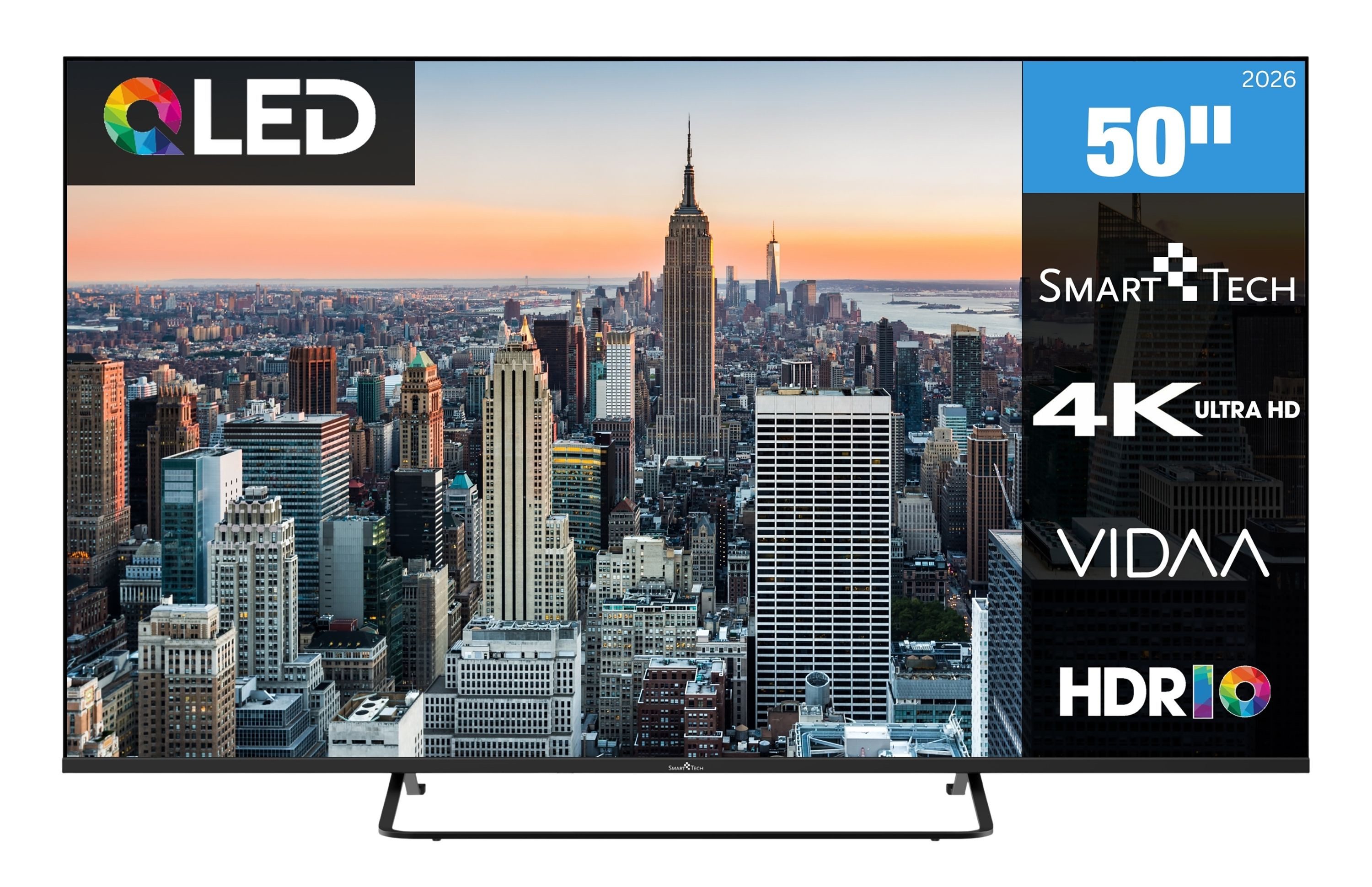 Smart Tech 50QV02K QLED-Fernseher (126 cm/50 Zoll, 4K Ultra HD, VIDAA Smart TV, VIDAA Smart TV, HDR, Bluetooth, Triple-Tuner)