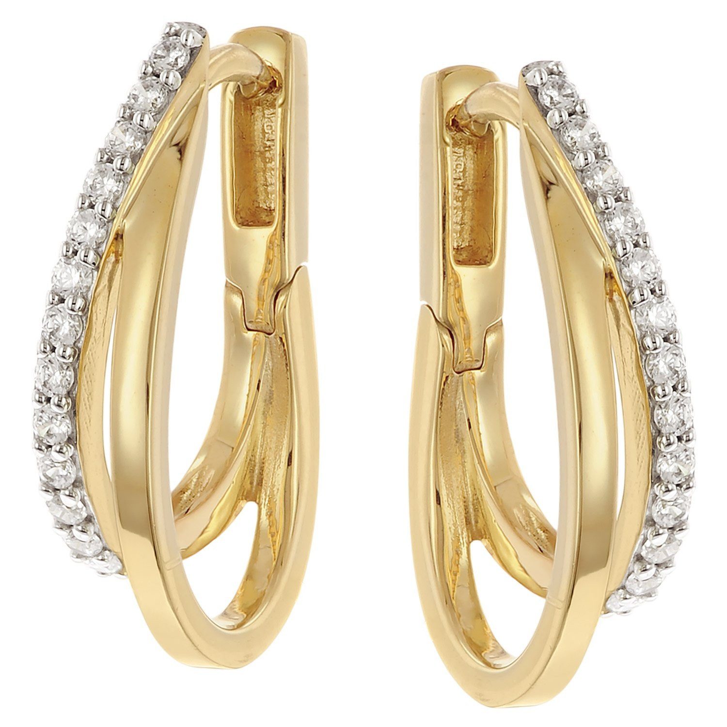 trendor Paar Creolen Damen-925 Silber Vergoldet Zirkonia günstig online kaufen