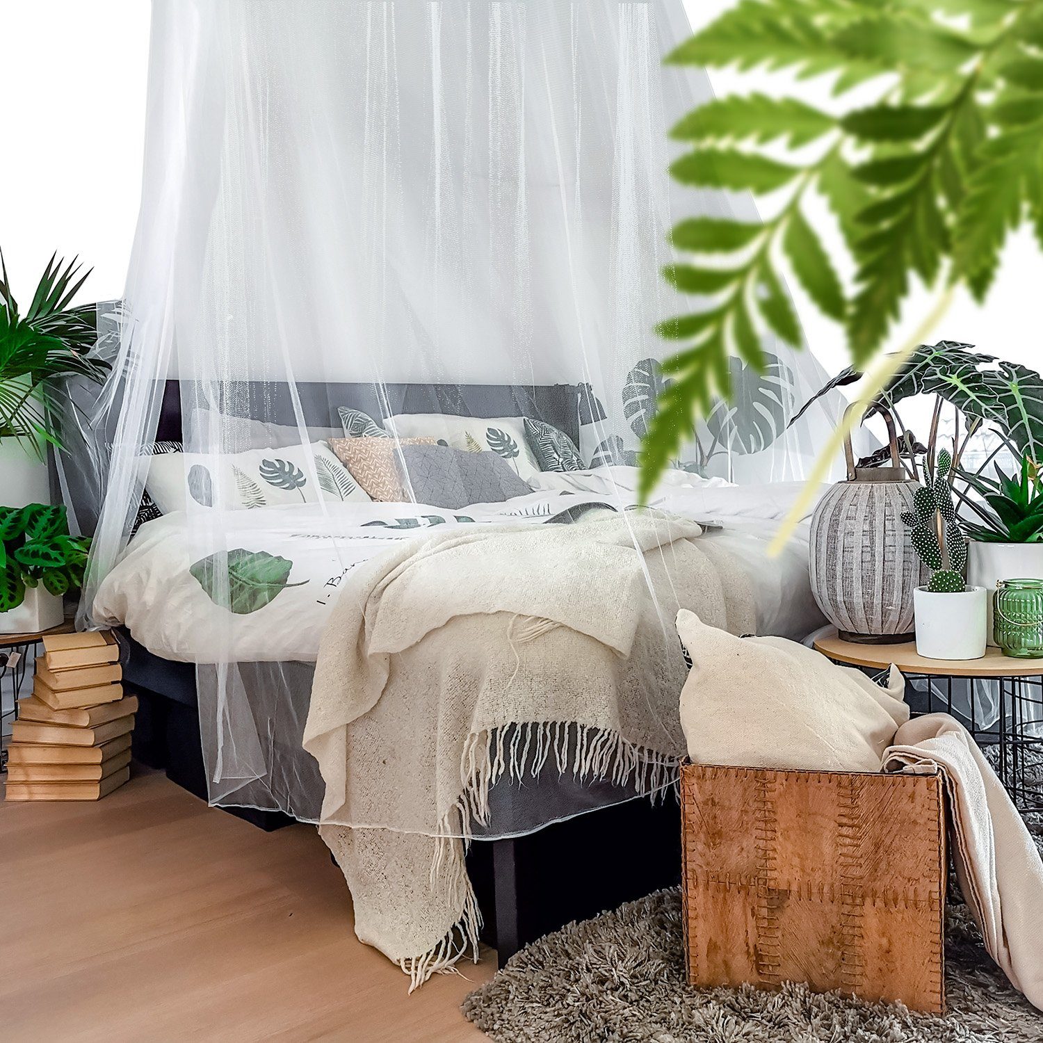 BigDean Insektenschutz-Vorhang XXL Moskitonetz für Doppelbett Mückennetz Bett Fliegennetz Betthimme