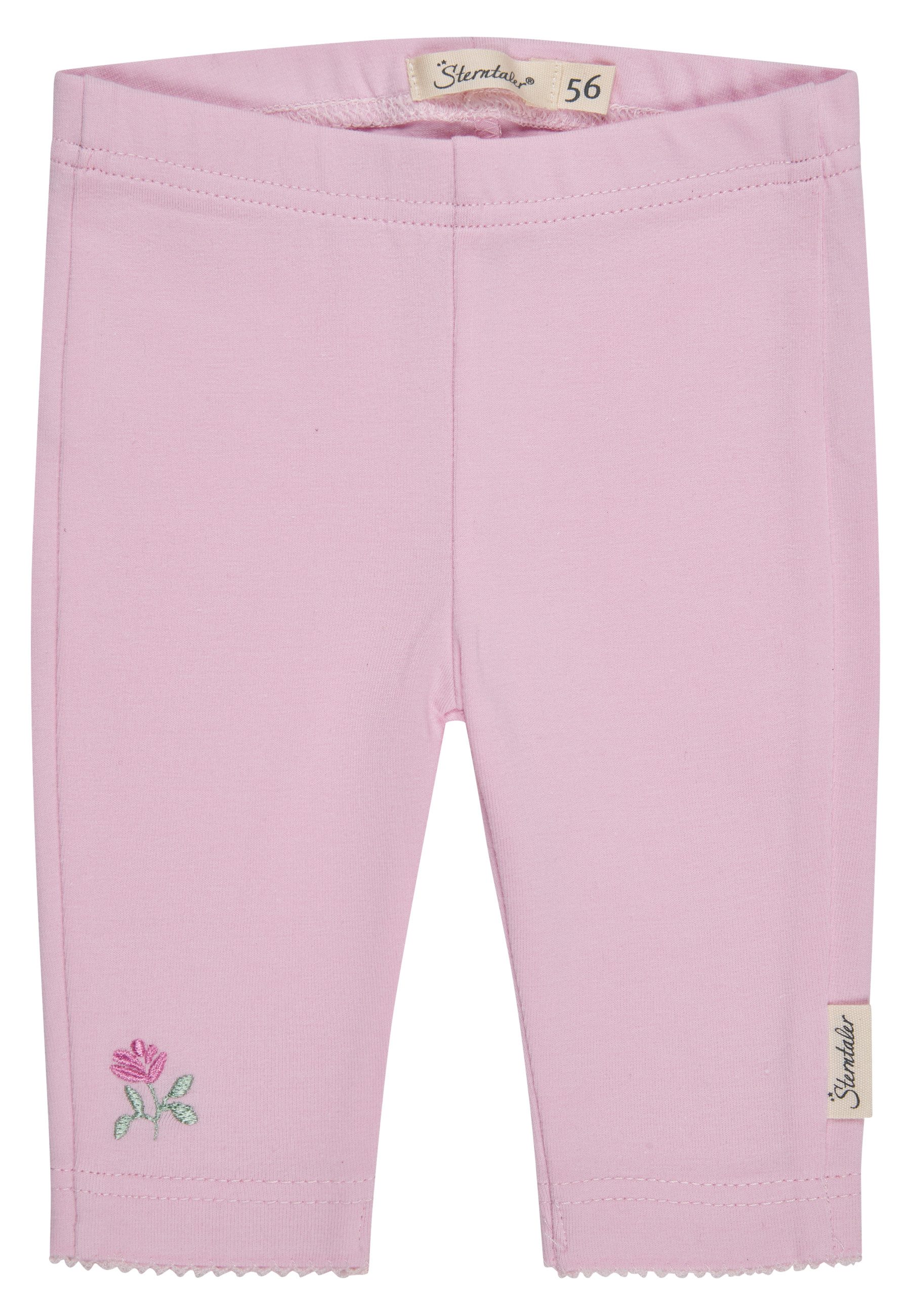 Sterntaler® Strampler Leggings mit Blume (1-tlg) Leggings aus Baumwolljersey mit Elasthan, Blumenstickerei & Häkelkante