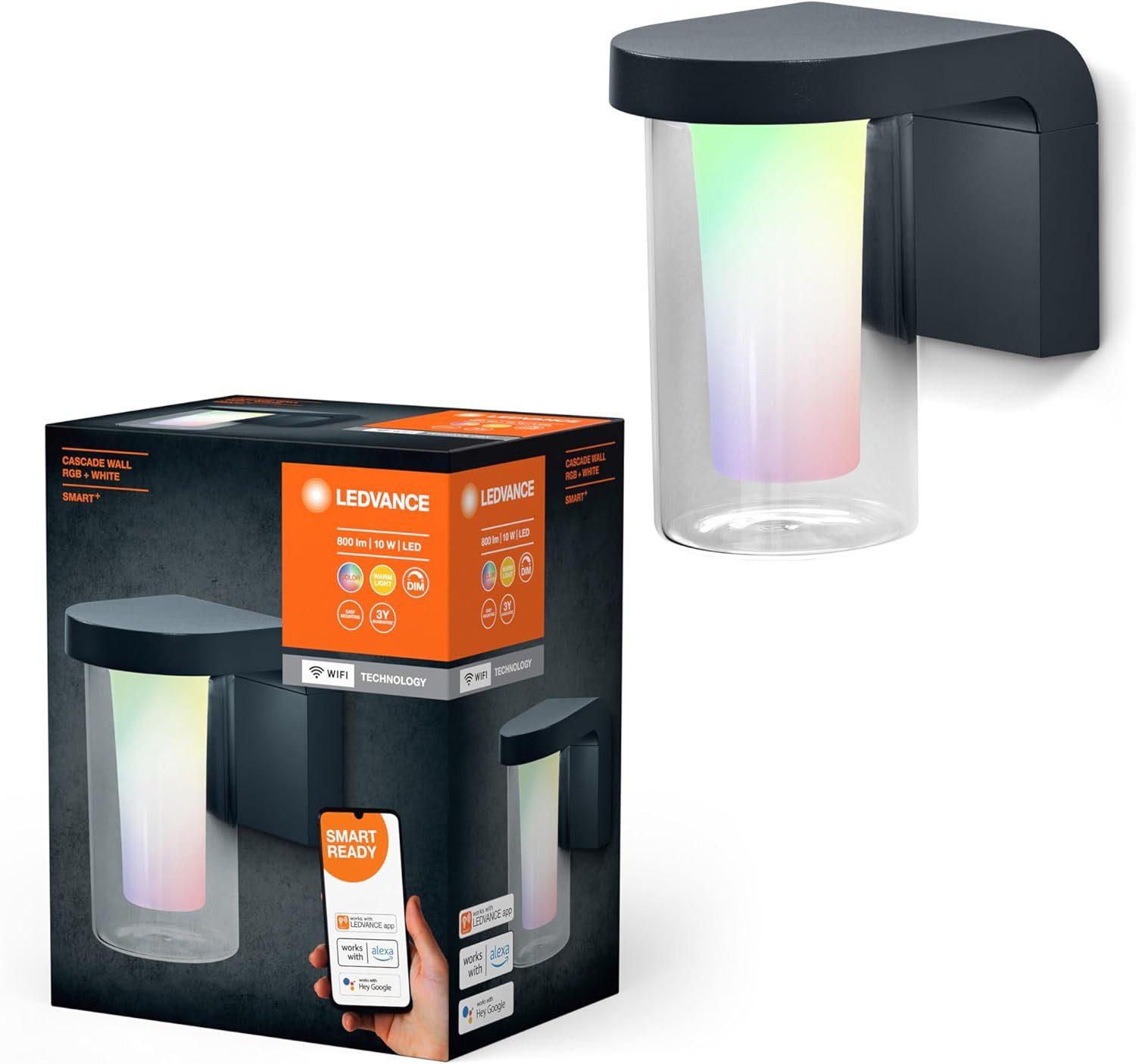Ledvance LED Gartenleuchte LEDVANCE SMART WI-FI CASCADE RGBW 18cm LED Wandleuchte Außen dimmbar