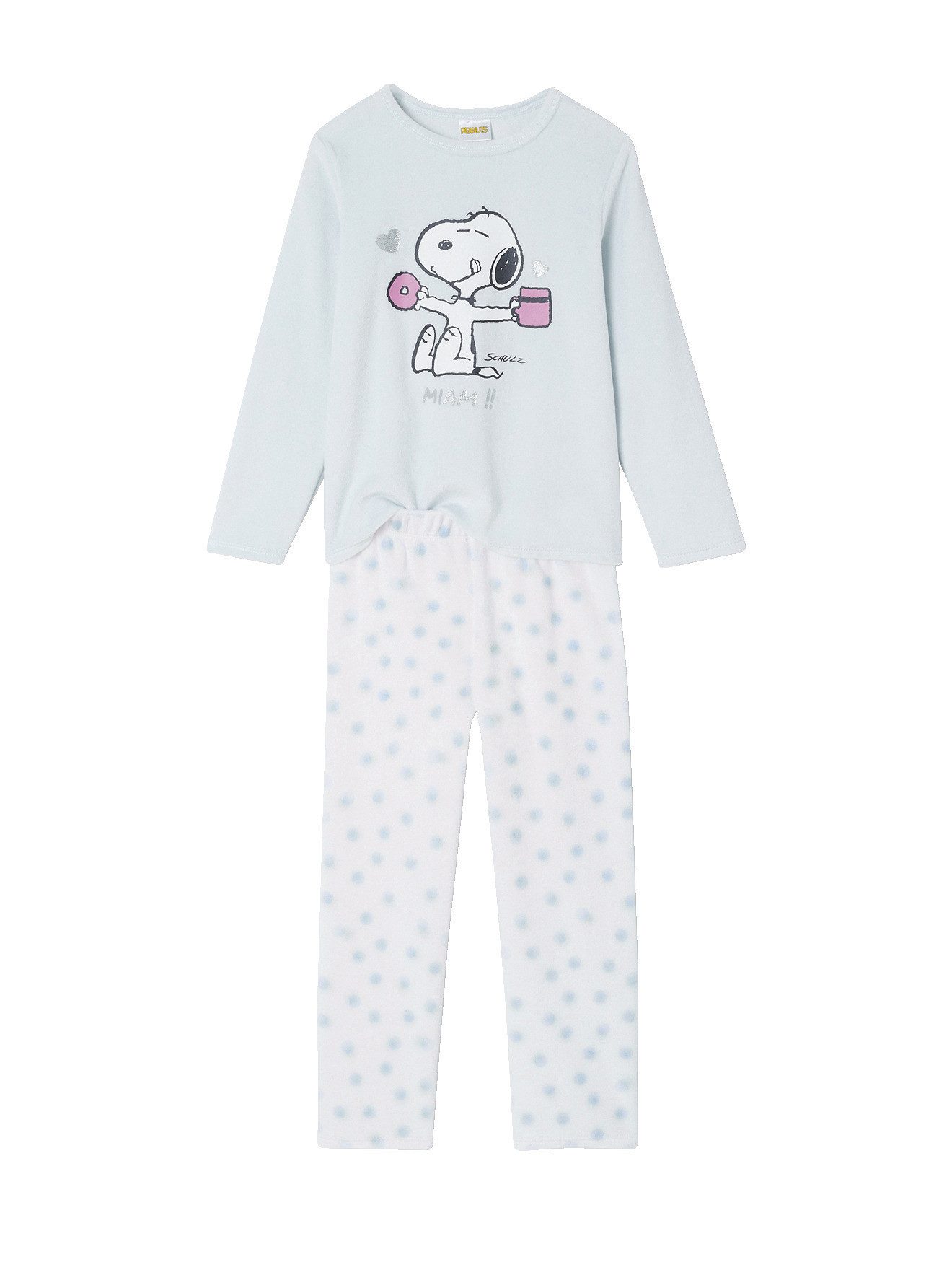 vertbaudet Schlafanzug Kinder Samt-Schlafanzug mit Print PEANUTS SNOOPY