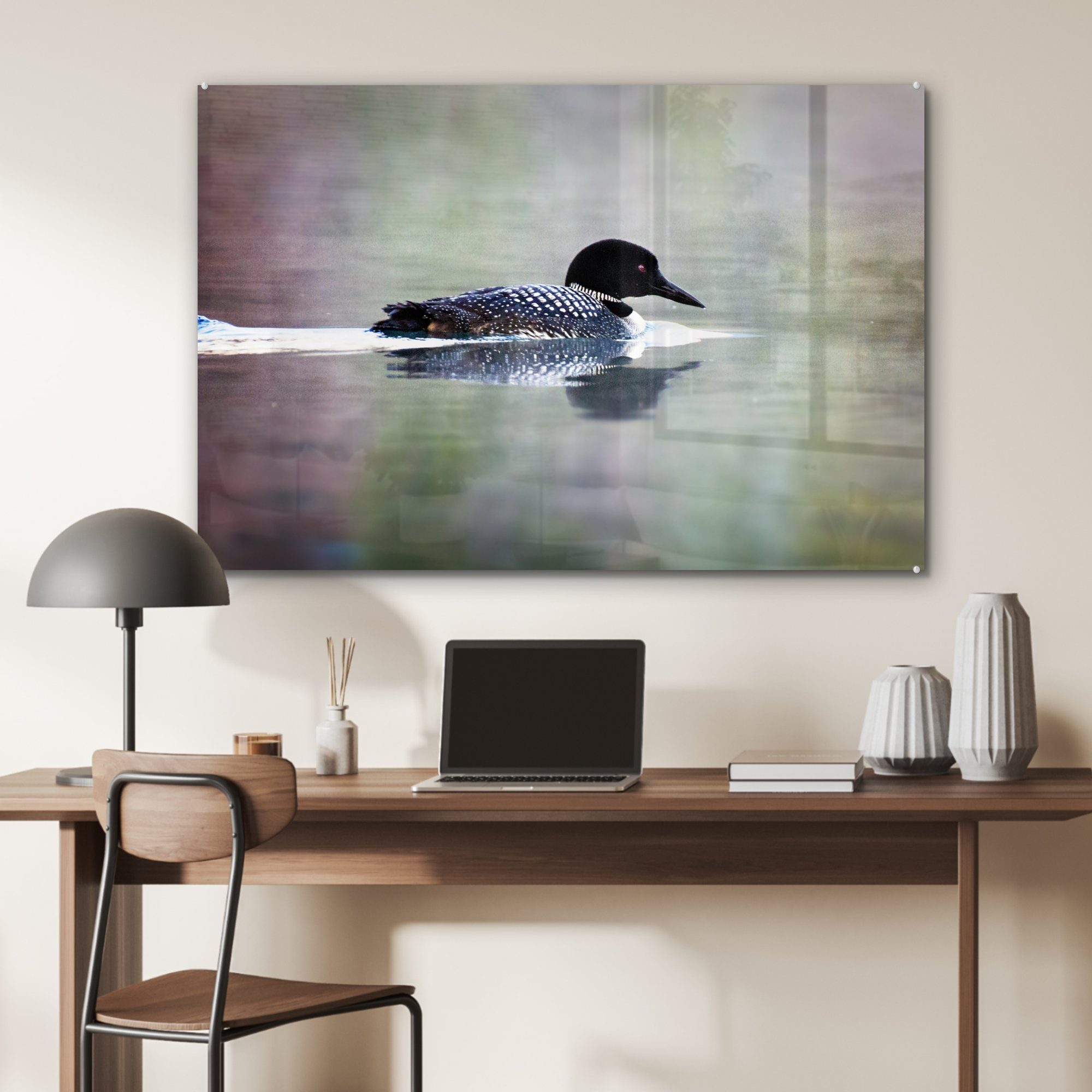 Acrylglasbilder auf (1 & Acrylglasbild St), MuchoWow Wohnzimmer Wasser, spiegelndem Schlafzimmer Arktis-Taucher