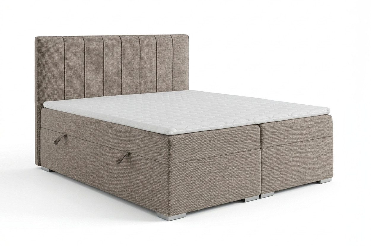 Home affaire Boxbett GALLIPOL mit Bettkästen, Matratze und Topper, Breite 140/160/180/200cm (Doppelbet mit Kopfteil), Stauraumbett mit Bonnell- oder Taschenfederkernmatratze (H2, H3)