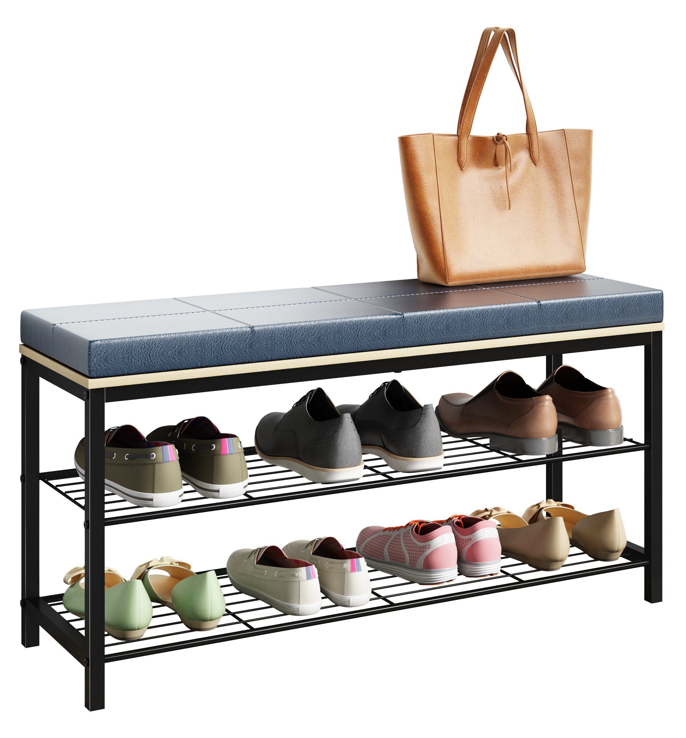 VCM Schuhregal Metall Holz Sitzbank Schuhregal günstig online kaufen
