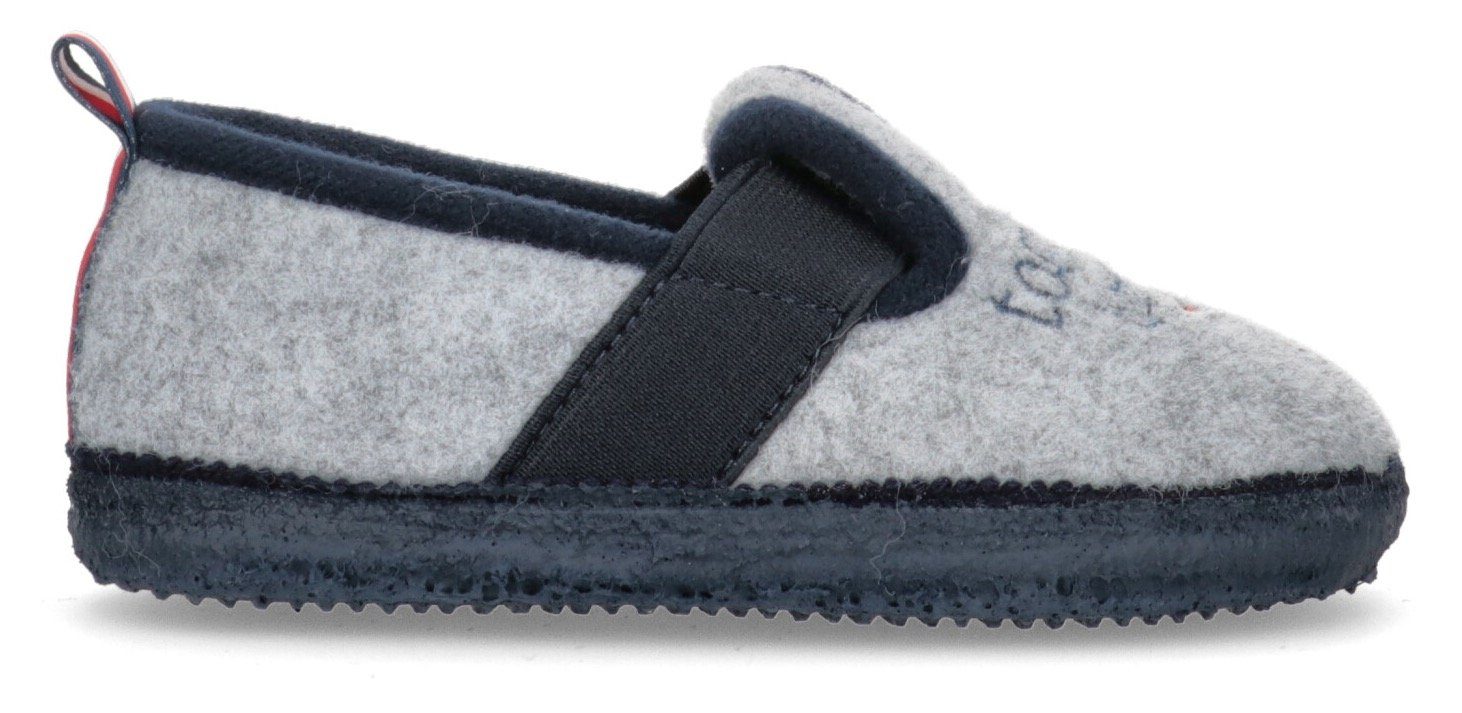 Tommy INDOOR Anziehlasche grau Hilfiger BLUE Hausschuh SLIPPER mit gestreifter