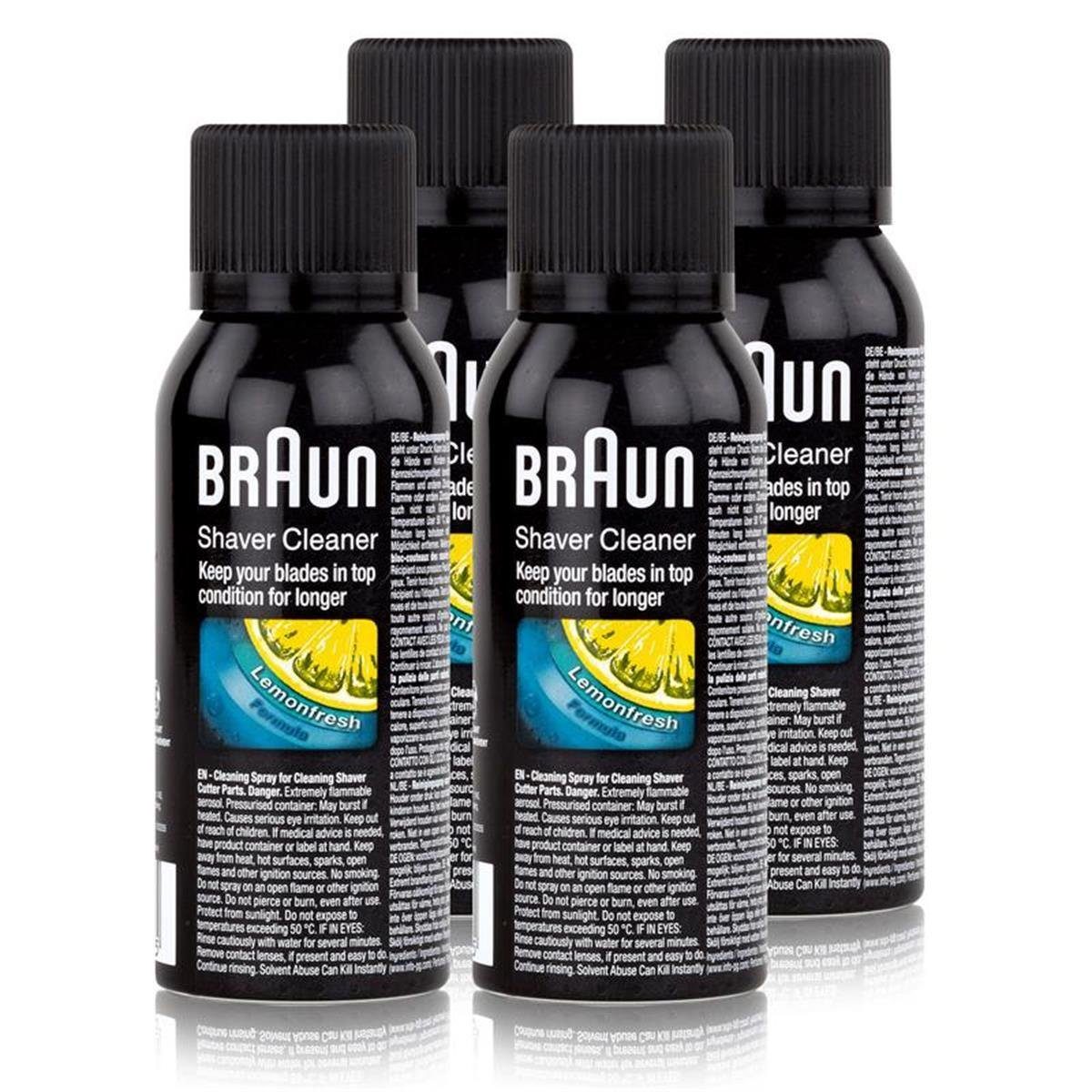 Braun 4x Braun Shaver Cleaner - Reinigungsspray fürRasierapparat Elektrorasierer Reinigungslösung | Rasierer-Reinigungsmittel