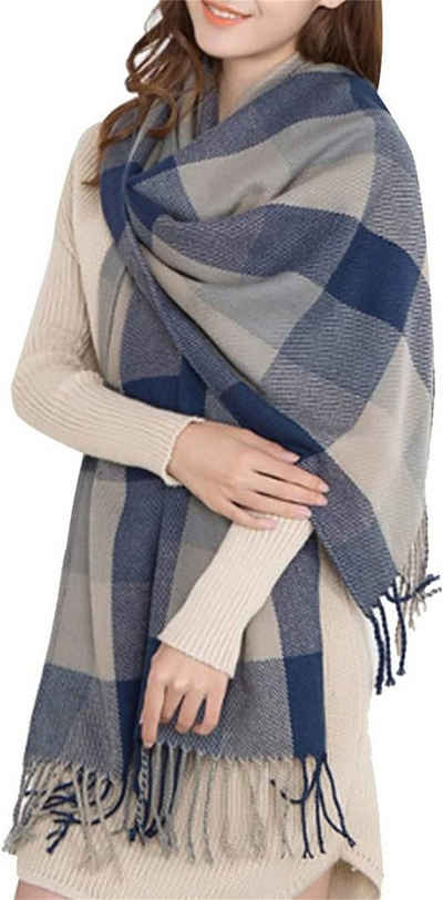 Alster Herz Modeschal Karierter Damen Schal mit Fransen, im Oversize Look, A0320, ideal für Herbst Winter
