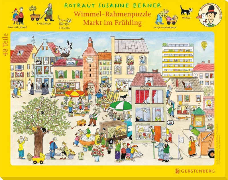 Gerstenberg Verlag Puzzle Wimmel-Rahmenpuzzle Frühling Motiv Markt, Puzzleteile