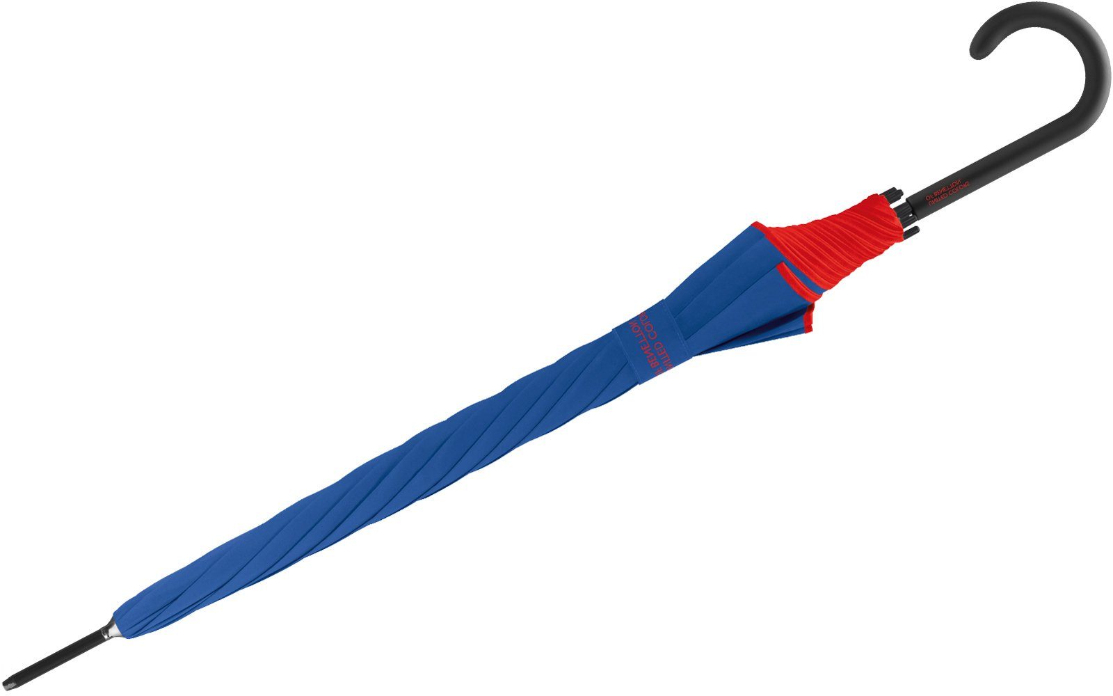 am mit Logo, Schirmrand blau Auf-Automatik großer Langregenschirm Colors United und Regenschirm Benetton einfarbig Kontrastfarben mit of