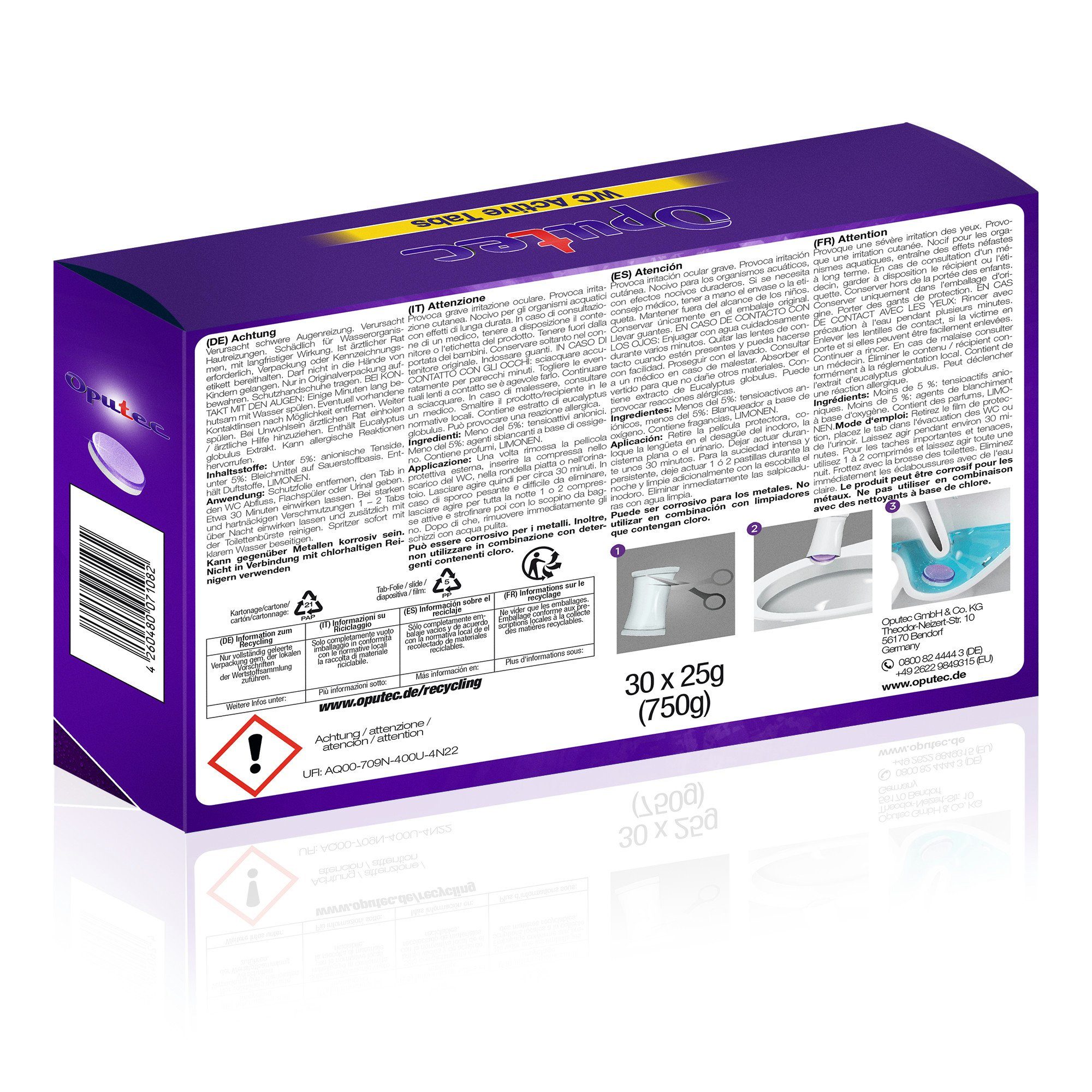 Oputec 30x WC-Reiniger Tabs: Extra starke Reinigung von WC, Toilette & Urinal WC-Reiniger