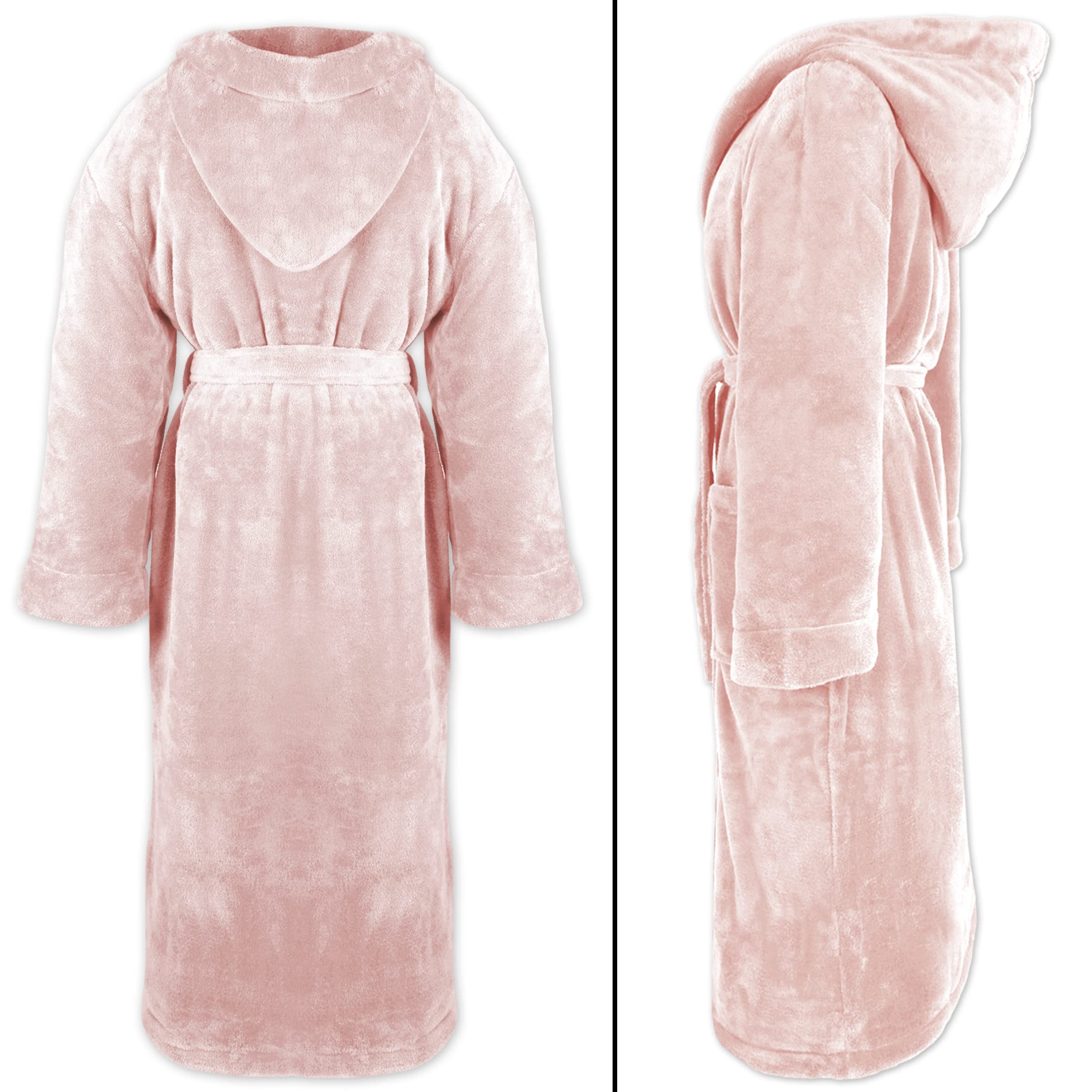 Gräfenstayn Unisex-Bademantel Bademantel Kapuze Flanell Fleece, S Rosa, war günstig online kaufen