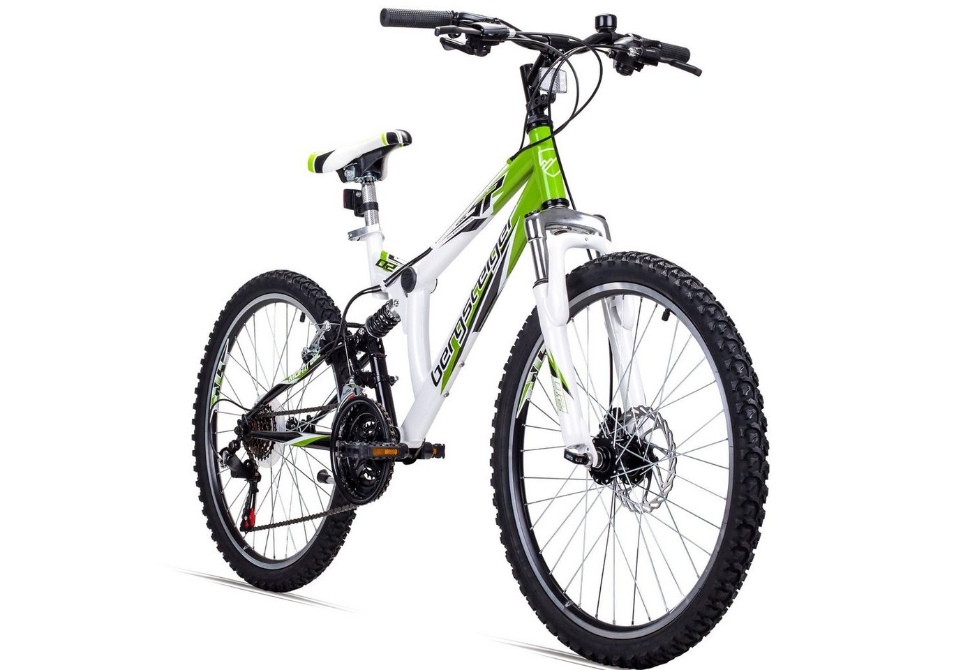 bergsteiger Mountainbike Montreal 20, 24 Zoll Kinderfahrrad, 6 - 13 Jahre, Mädchen, Jungen, 18 Gang Shimano Tourney RD-TZ50 Schaltwerk, Kettenschaltung, Scheibenbremse, V-Brake