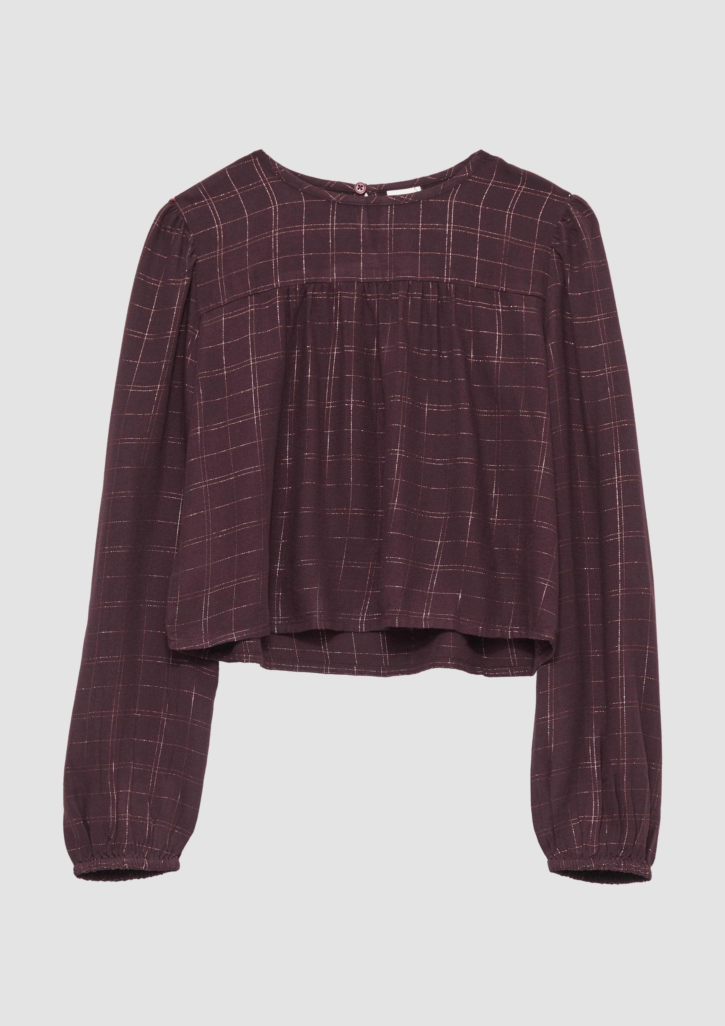 Langarmbluse Verkürzte Bluse im A-Shape mit Puff-Ärmeln