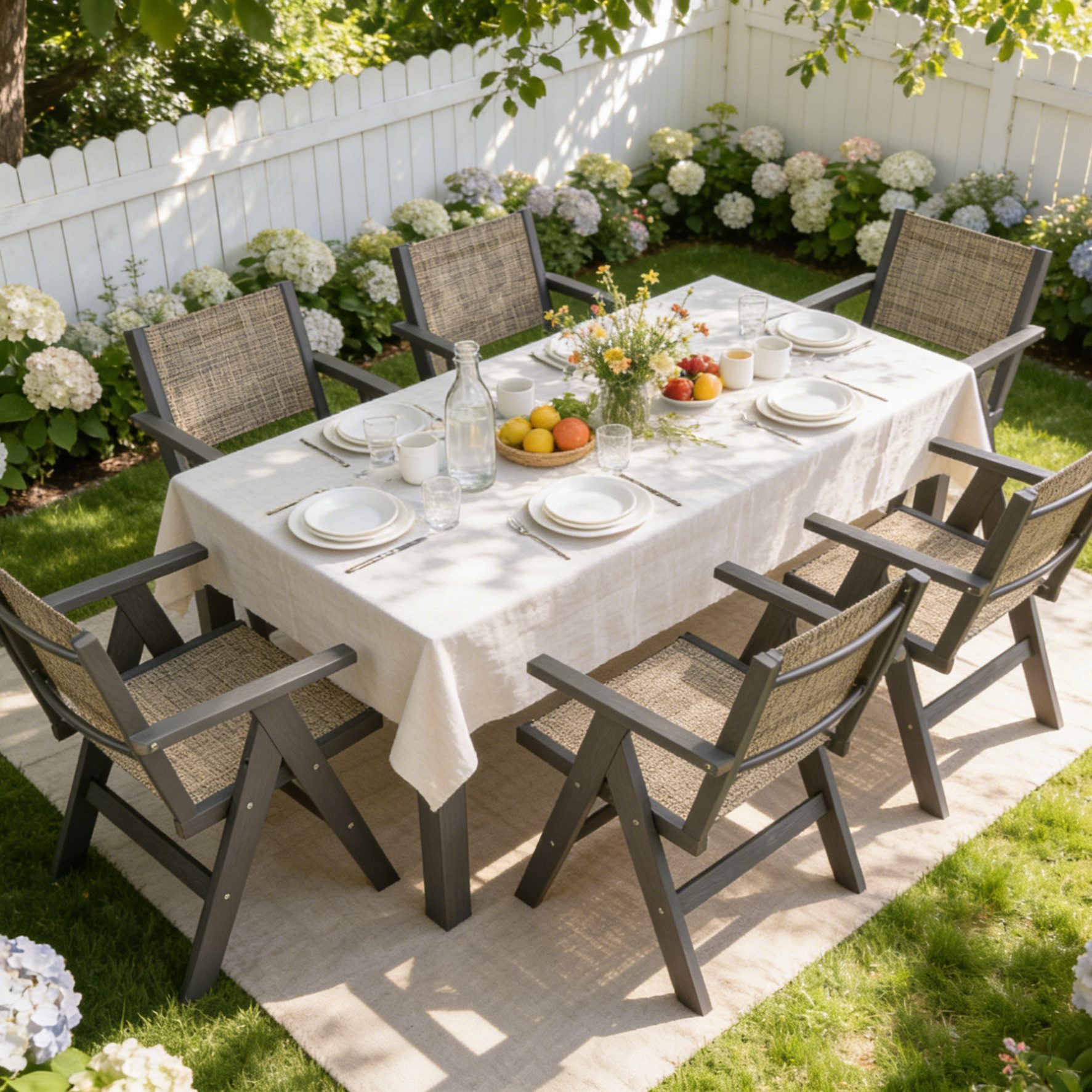 NJLyuhome Gartenstuhl 2er Set, Allwetter-Stuhl mit Geflecht-Sitz und Rückenlehne aus HIPS (2 St), wetterfest und pflegeleicht – für Terrasse, Garten und Balkon