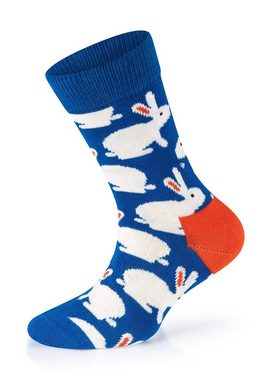 Happy Socks Basicsocken 3-Pack Kids Eastern Chicken-Bunny-Bouquet gekämmte Baumwolle