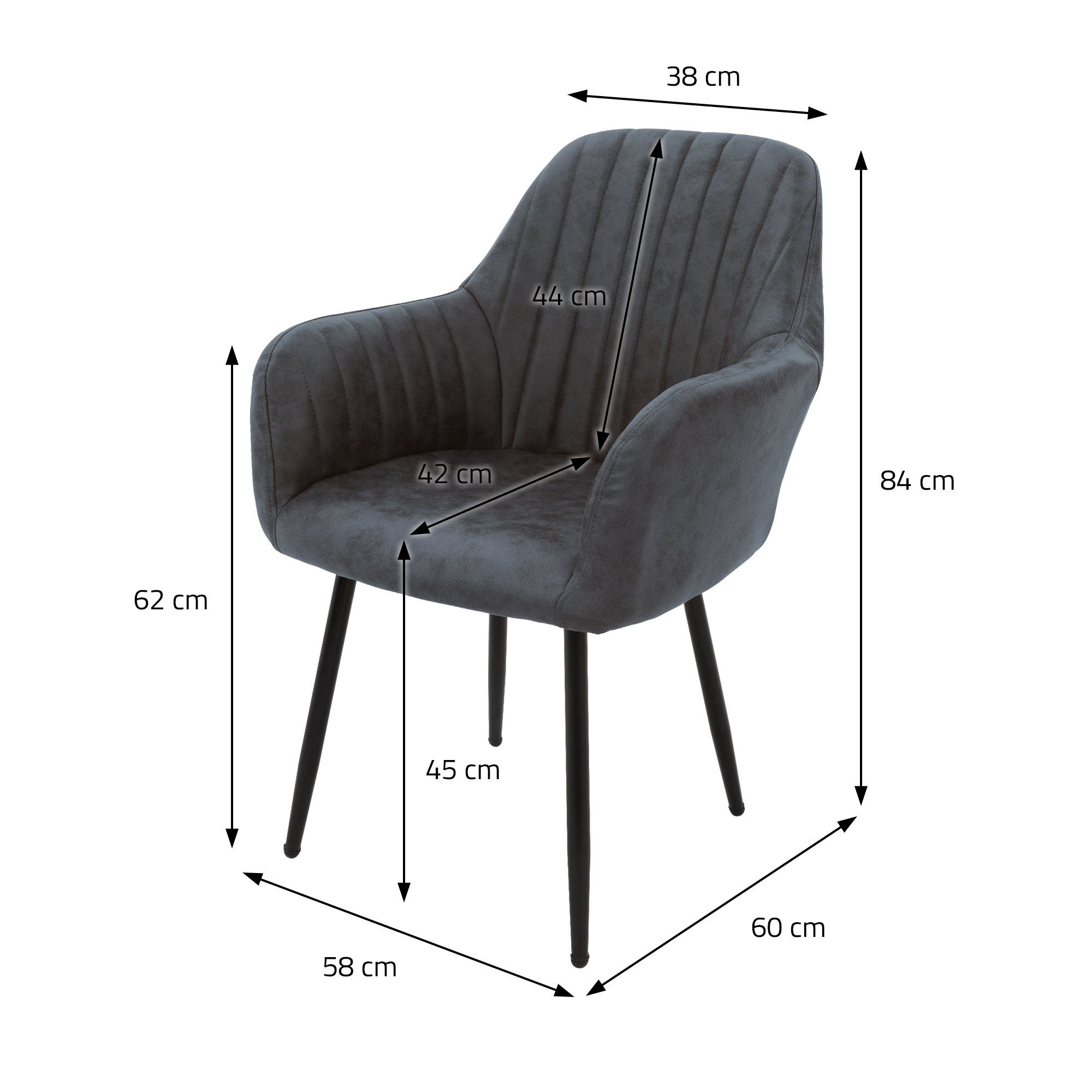 ML-DESIGN Stuhl Esszimmerstühle Küchenstühle mit Kunstleder Metallbeinen Set Polsterstühle Anthrazit Wohnzimmerstühle, Ergonomische 4er
