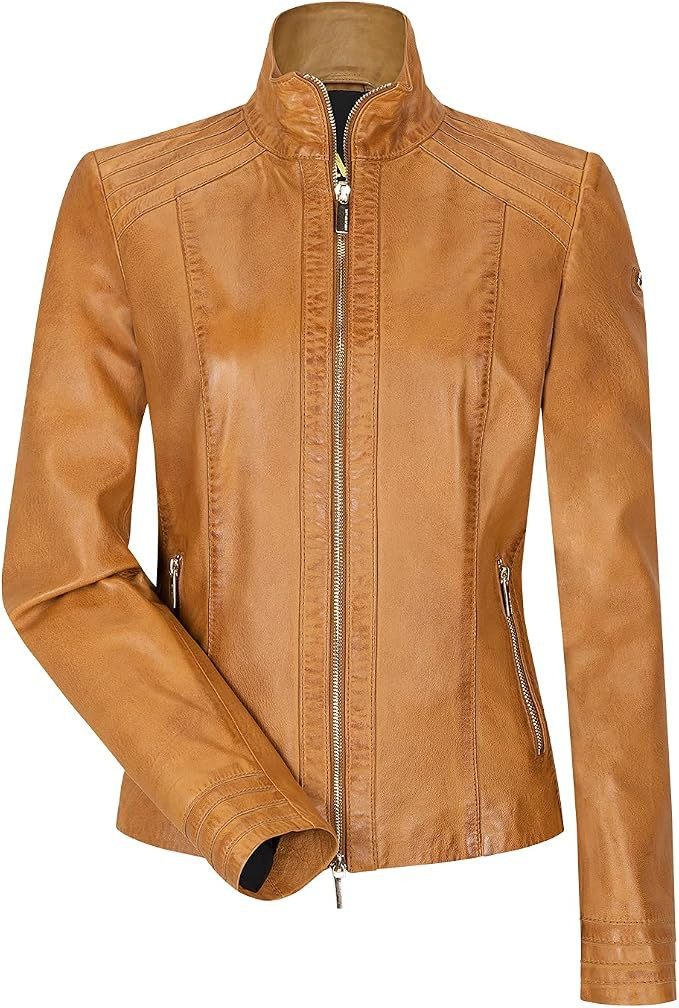 MILESTONE Lederjacke Premium-Lammnappa im 2-Tone Used-Look